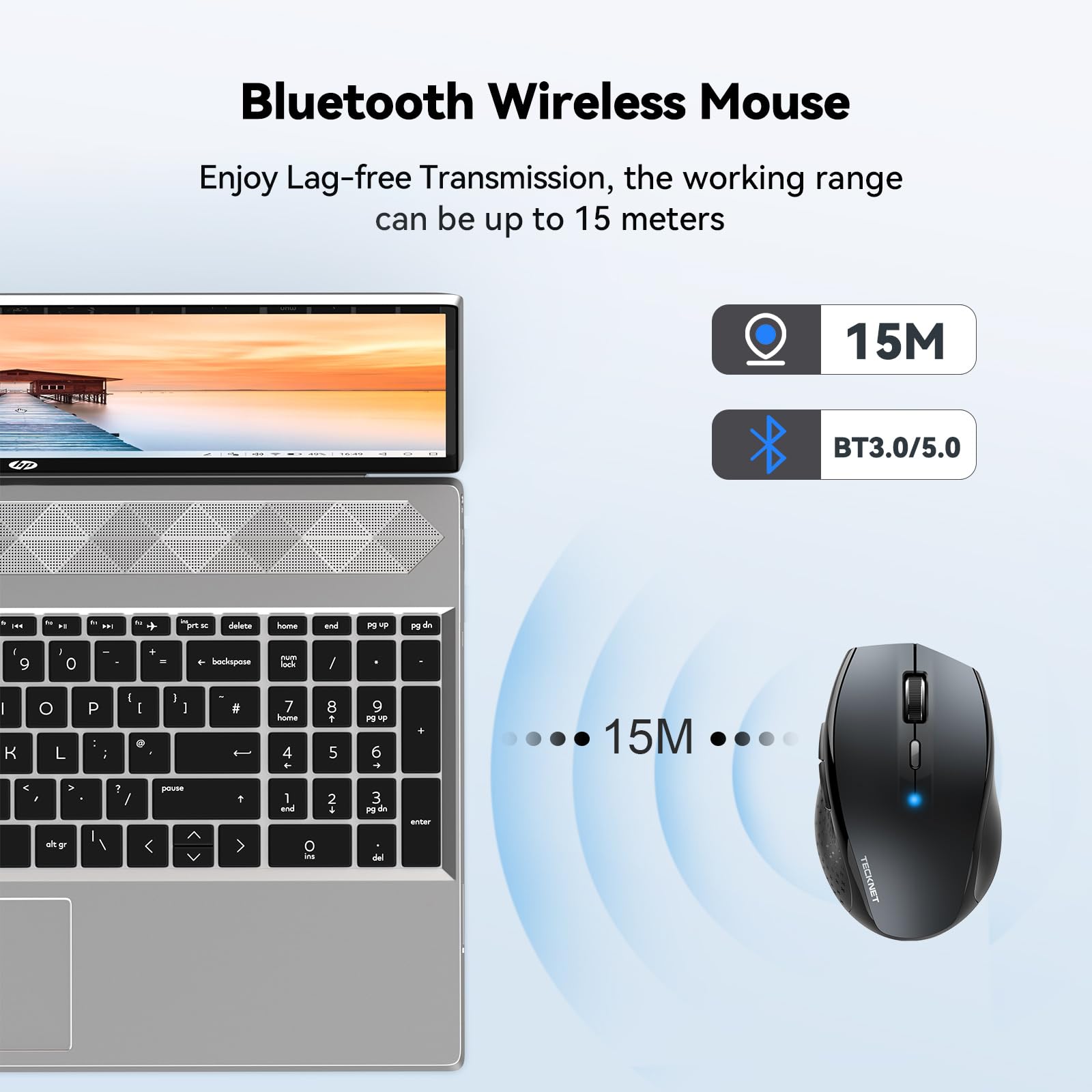 Tecknet Bluetooth Mouse, 4800 Dpi Wireless Mouse, 2 Year Battery Computer Mouse 6 Adjustable Dpi, 6 Buttons Compatible With Laptop/Windows/Computer