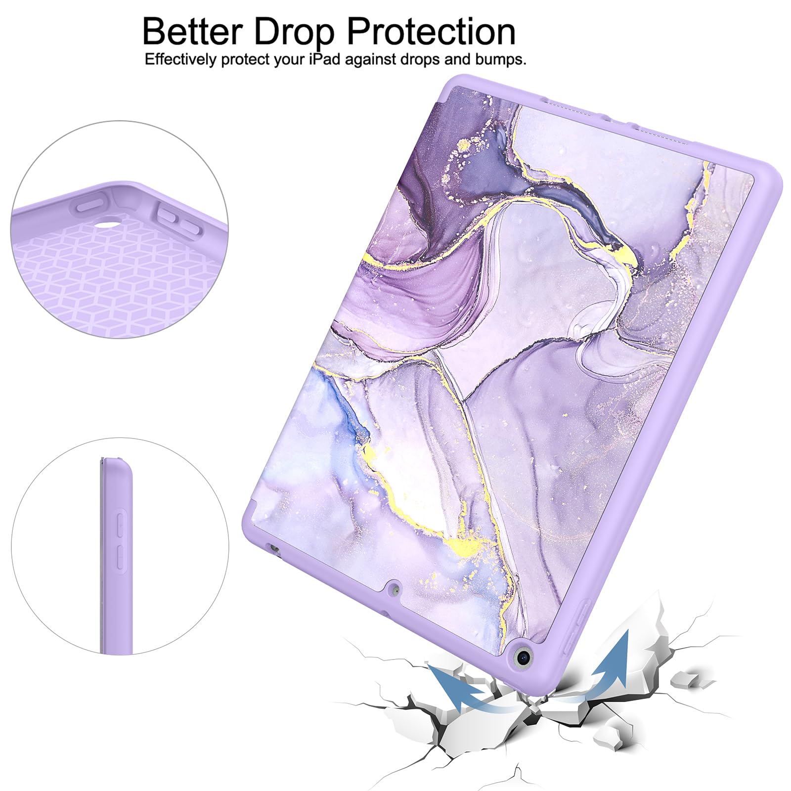 Soke Case For Ipad 9Th Generation 2021/8Th Gen 2020/7Th Gen 2019 With Pencil Holder   Premium Shockproof Case With Soft Tpu Back