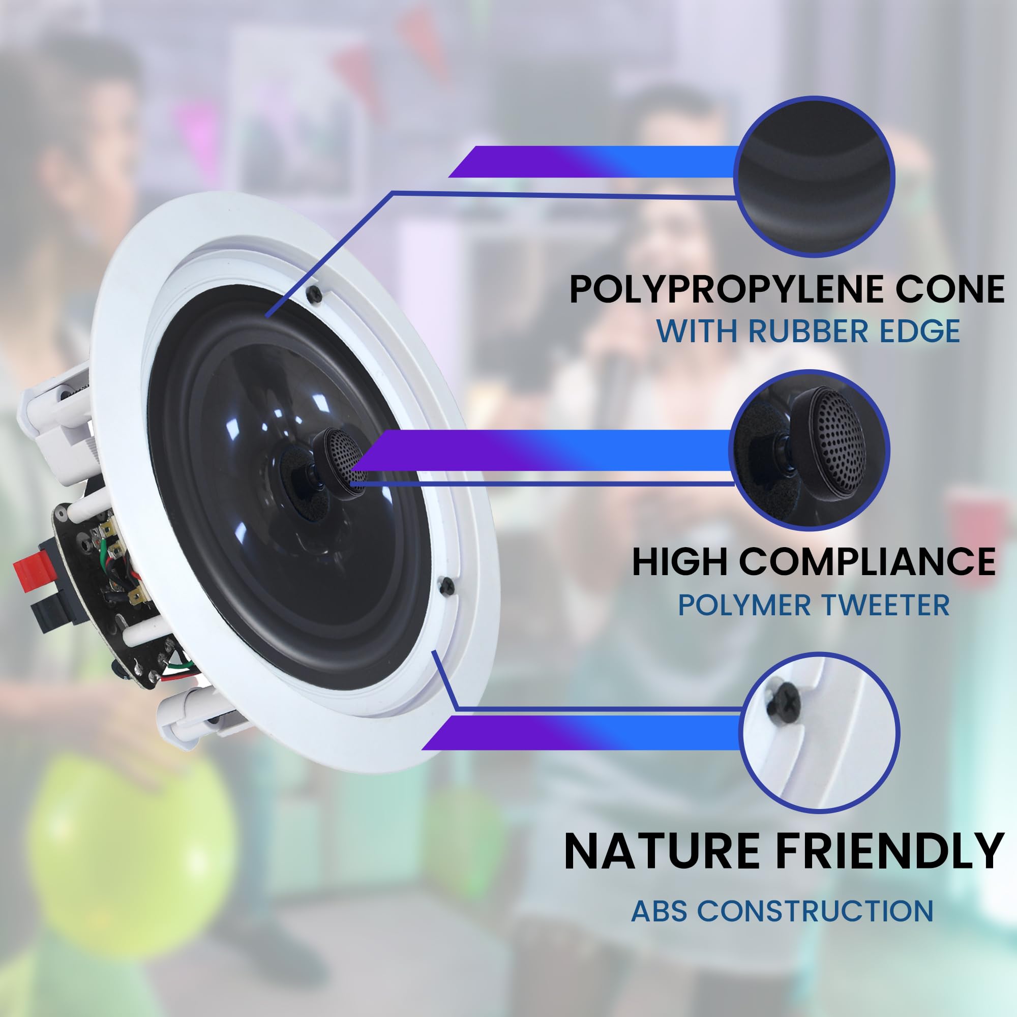 Home Theater System Kit 2000 Watts Bluetooth Amplifier Receiver With 4 Qty 6.5 200 Watts In-Wall In-Ceiling Speaker And 16 Gauge