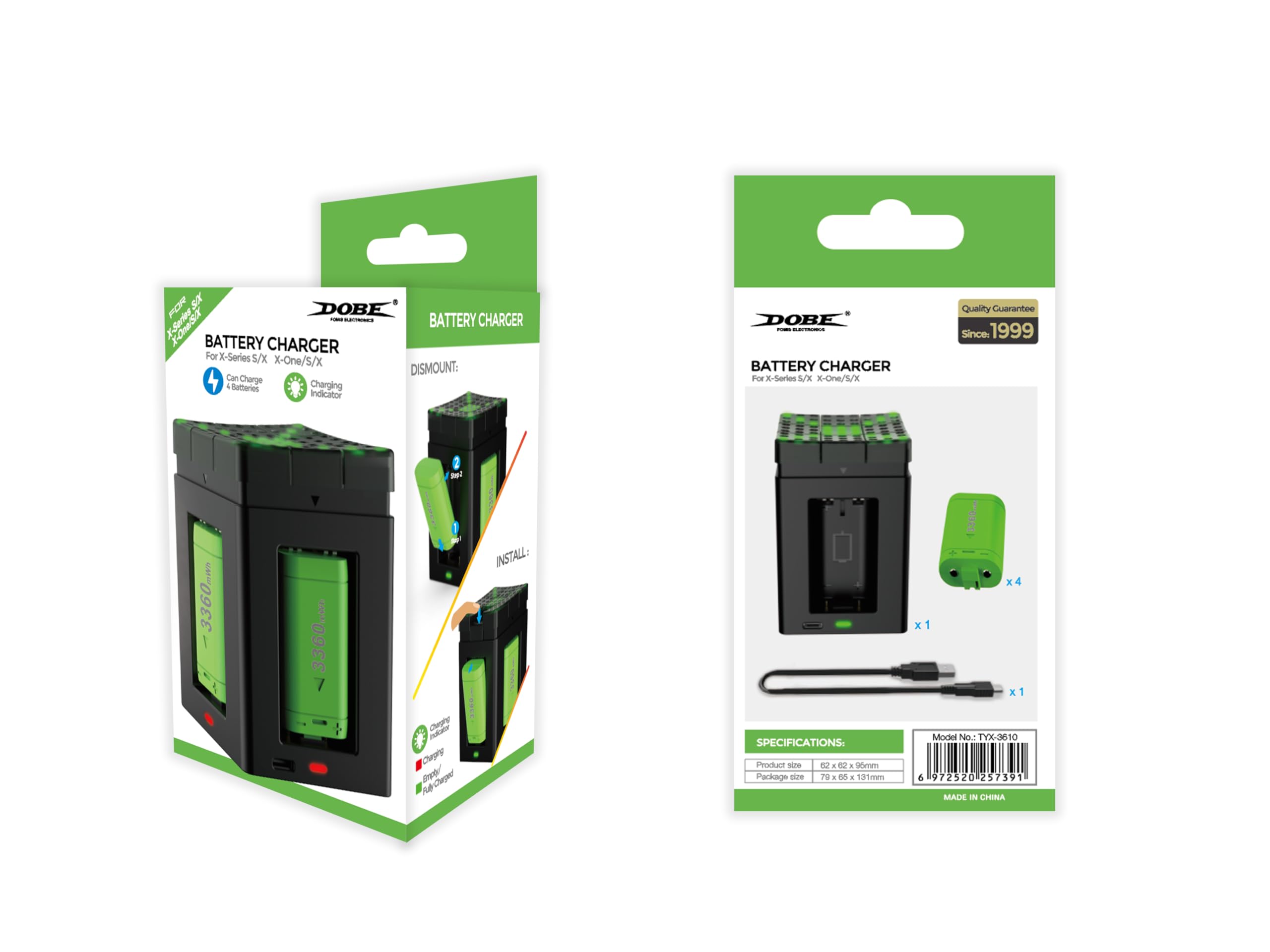 Dobe - Pop-Out Controller Battery Pack for Xbox, Xbox Series X | Series S, 4 x 3360mWh, Rechargeable Battery Pack, Fast Battery