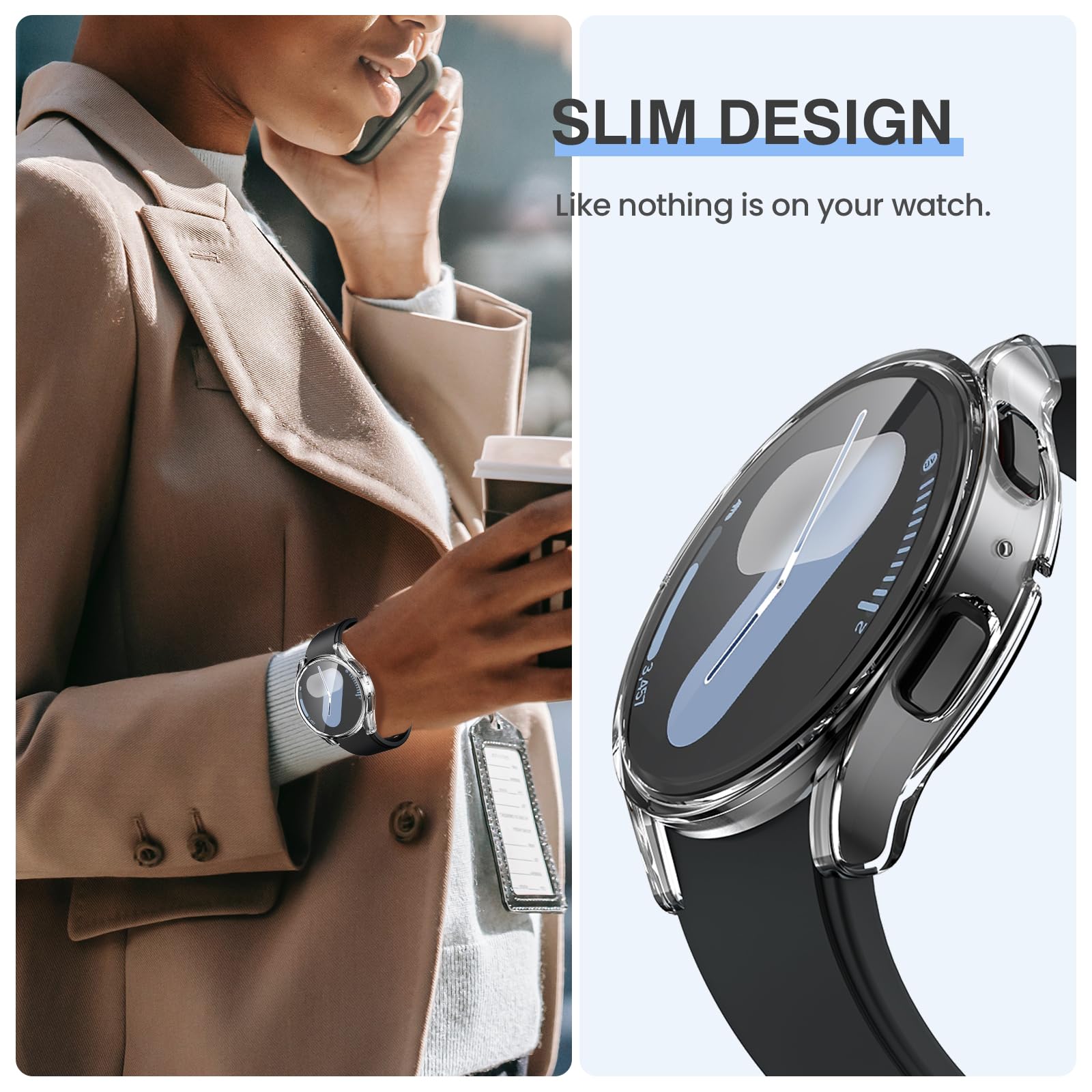 Tensea [2Pack] For Samsung Galaxy Watch 7 2024 Screen Protector Case 44Mm Accessories, Protective Face Cover For 44 Mm, Hard Bum