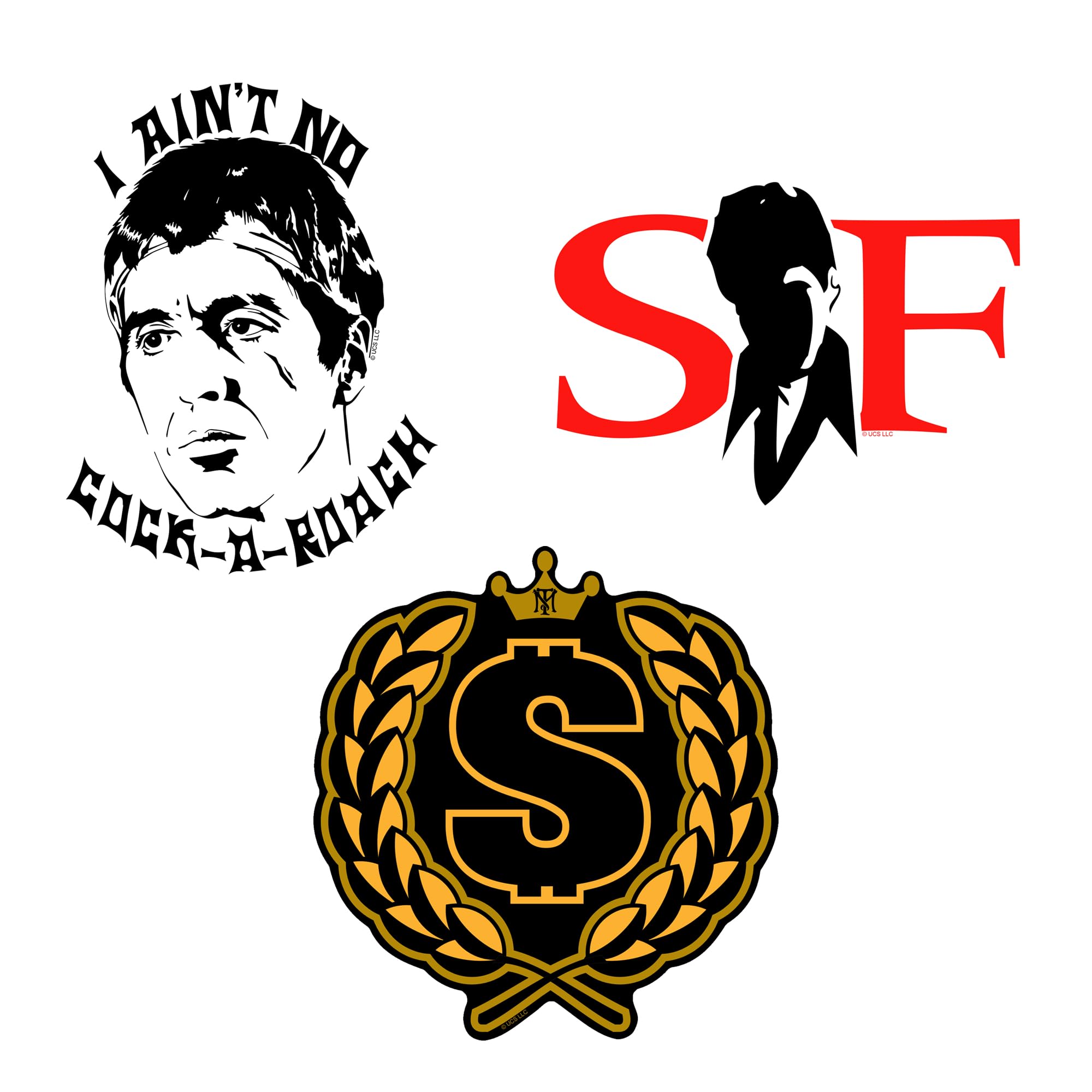 Scarface 9Ct Vinyl Large Deluxe Stickers Variety Pack   Laptop, Water Bottle, Scrapbooking, Tablet, Skateboard, Indoor/Outdoor