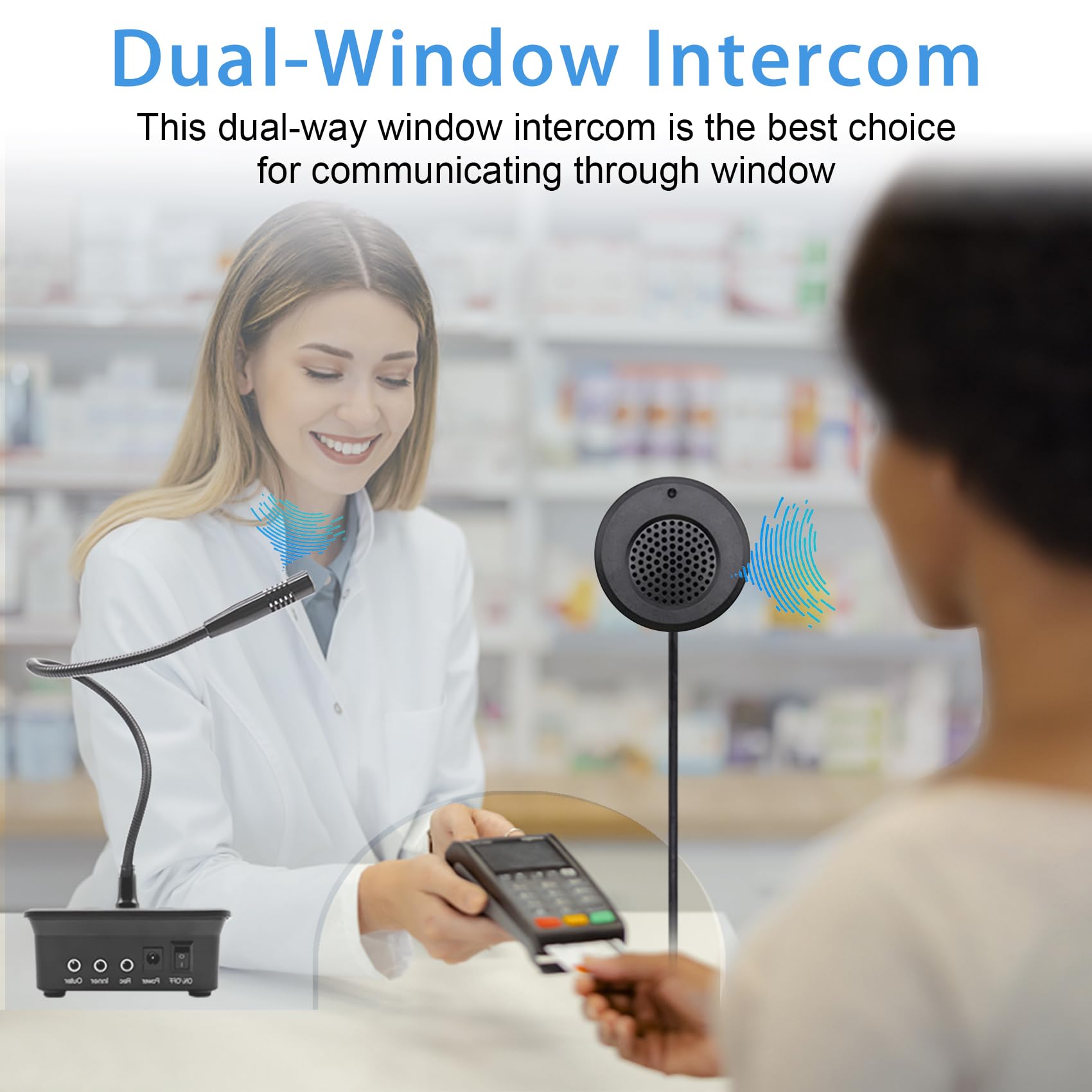 Chunhee Window Speaker Intercom System Anti Interference Dual Way Intercommunication Microphone And Speaker Bank Window Intercom