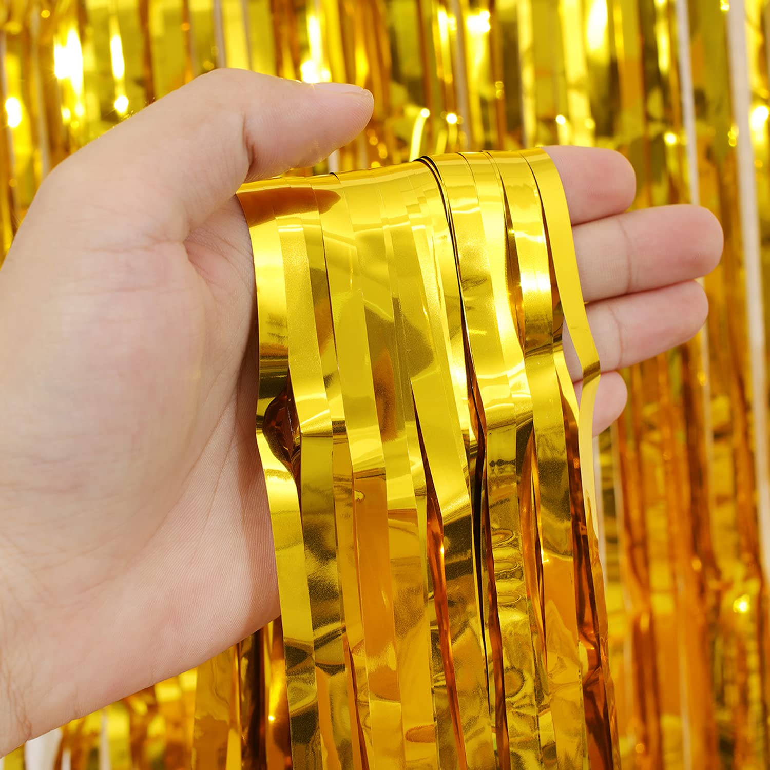 3 Pack Foil Curtains 8X9.84 Ft Red Gold And Black Fringe Metallic Backdrop Curtain For Mouse Themed Baby Shower Birthday Nursery