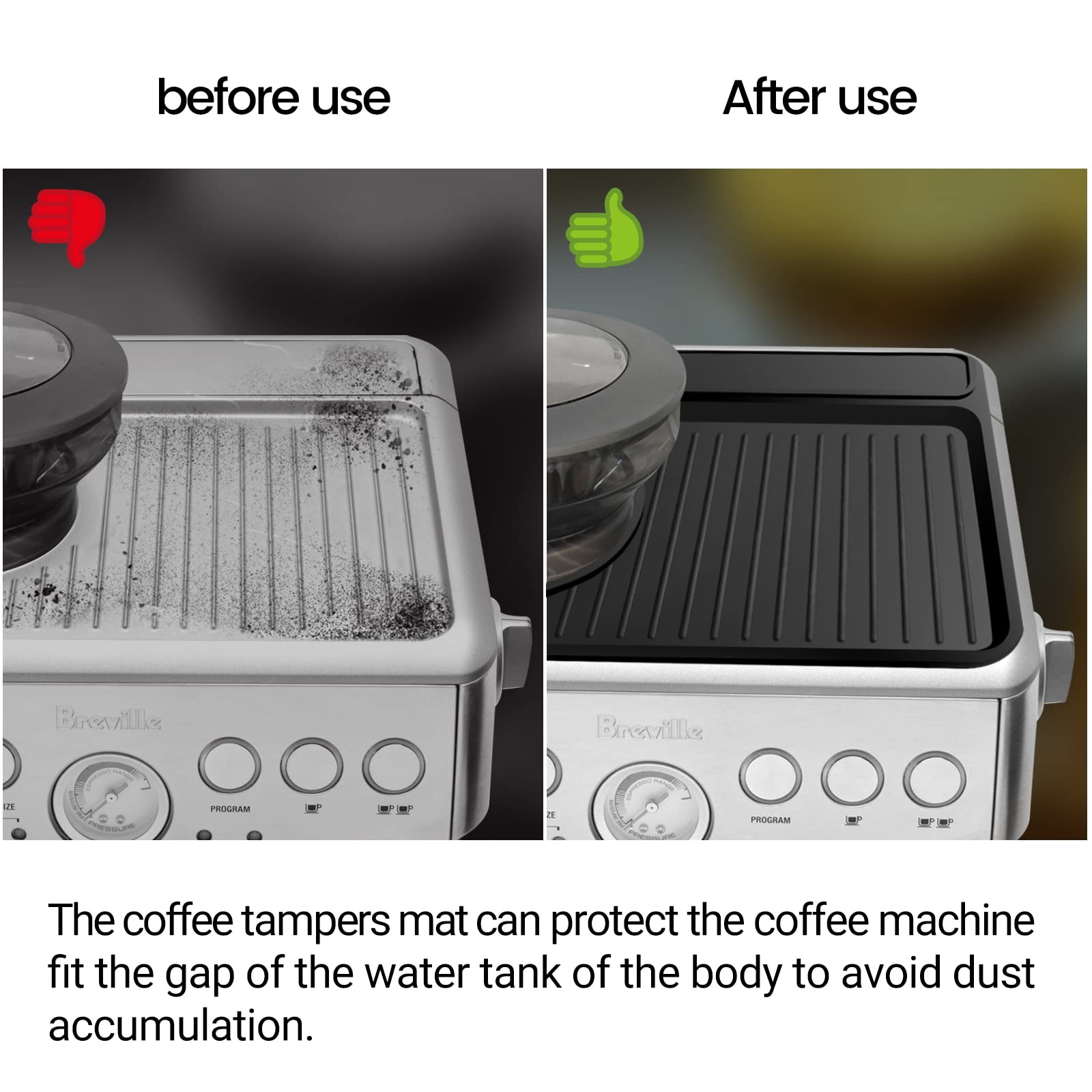 Tamping Mat For Breville 870/880, Espresso Tamper Mat, Food Grade Silicone Non Slip, 11In X 9.25In, Waterproof Heat Resistant, E