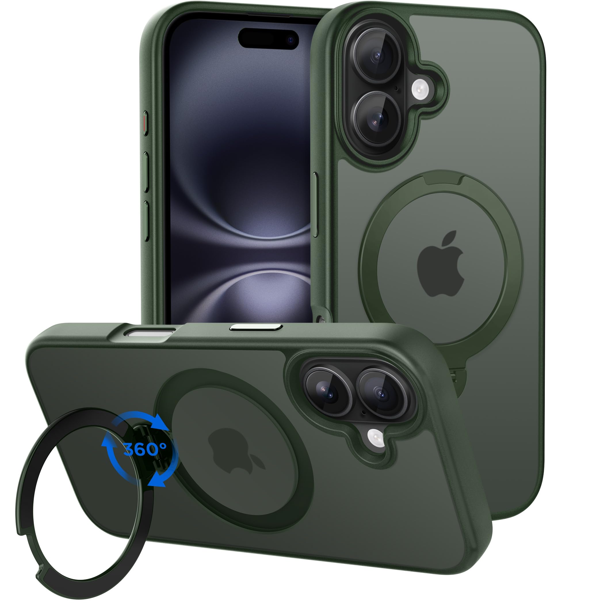 Cacoe Magnetic Case For Iphone 16 Plus 6.7 Inch With 360 Rotatable Ring Stand, Compatible With Magsafe Car Phone Mount, Cases Co