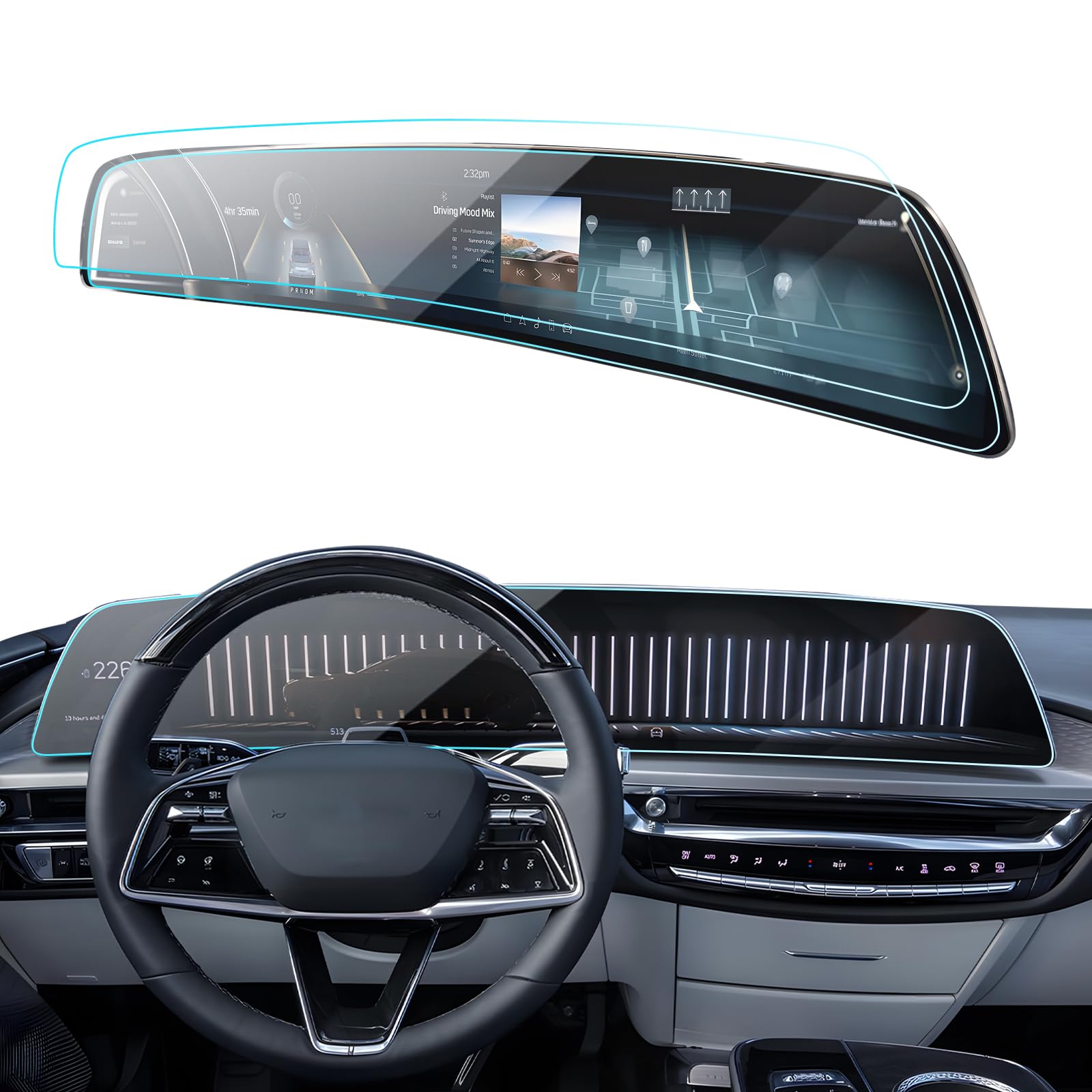 Lantu 2Pcs Car Screen Protector For 2023 2024 Cadillac Lyriq (Luxury/Tech/Sport) Accessories Navigation Nano Touchscreen Protect