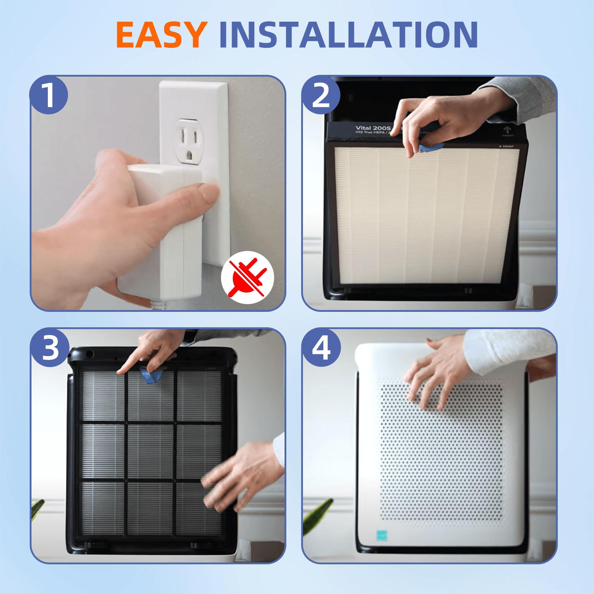 Vital 200S Hepa Replacement Filter For Levoit Vital 200S/200S P Air Purifier,3 In 1 H13 True Hepa High Efficiency Activated Carb