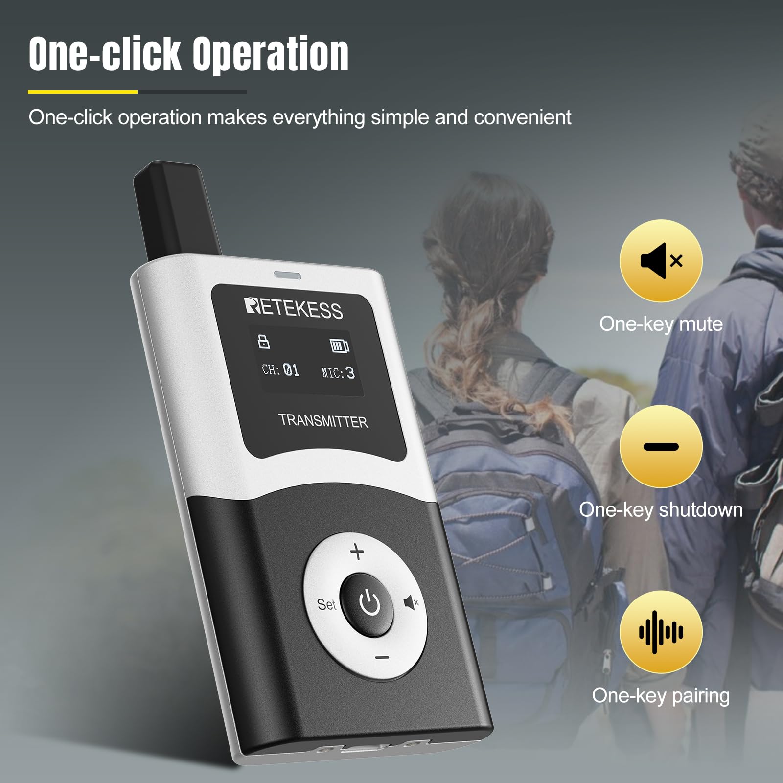 Retekess T130U(4Nd Gen T130) Wireless Tour Guide System,Tour Guide Headsets With Microphone,Clear Sound Quality,Easy Operation,