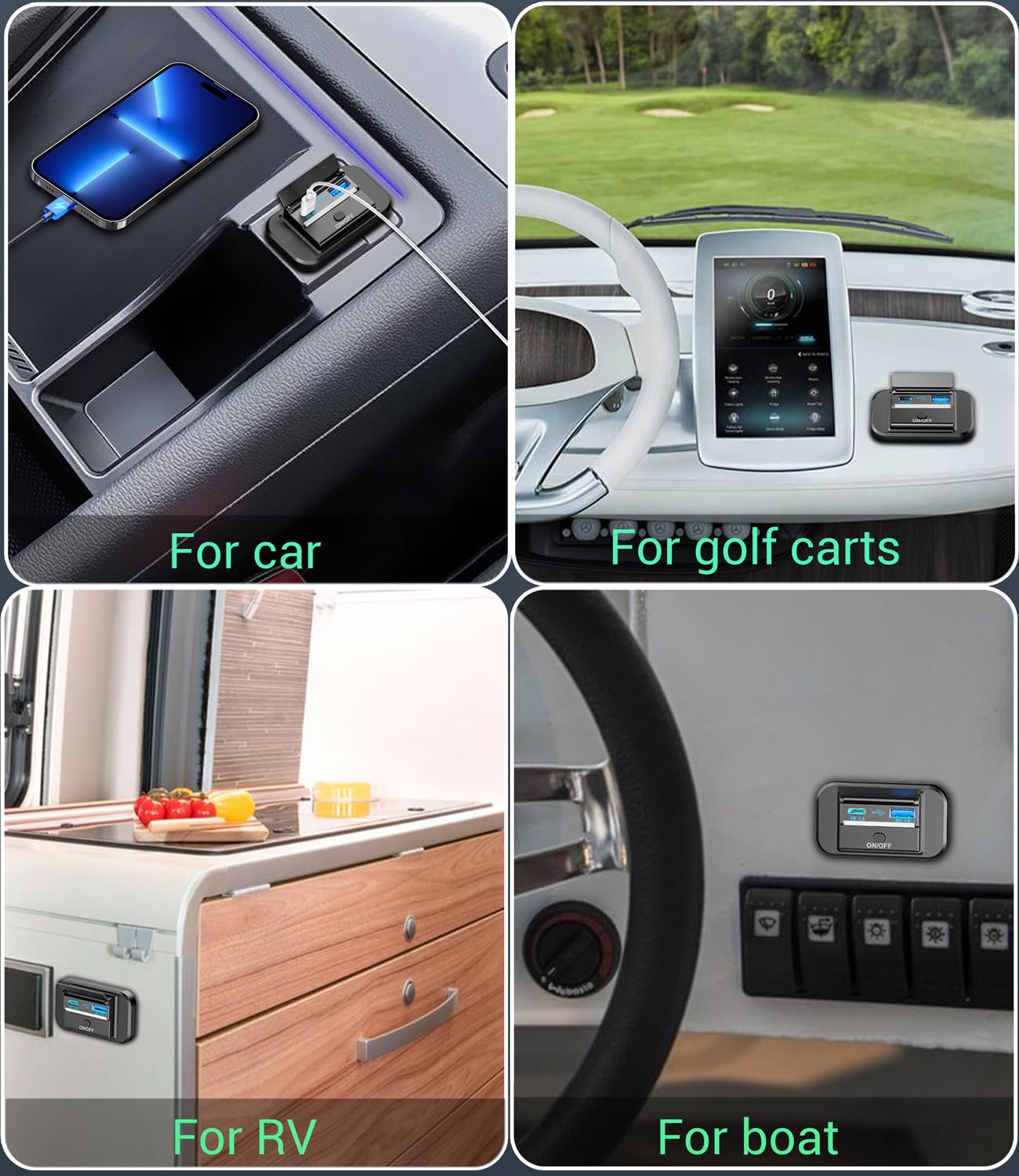 12V Usb Outlet 2 Pcs, Qidoe Pd 20W Type C And 18W Qc3.0 Usb Port Surface Mount Car Charger Socket 12V Power Outlet With Button S