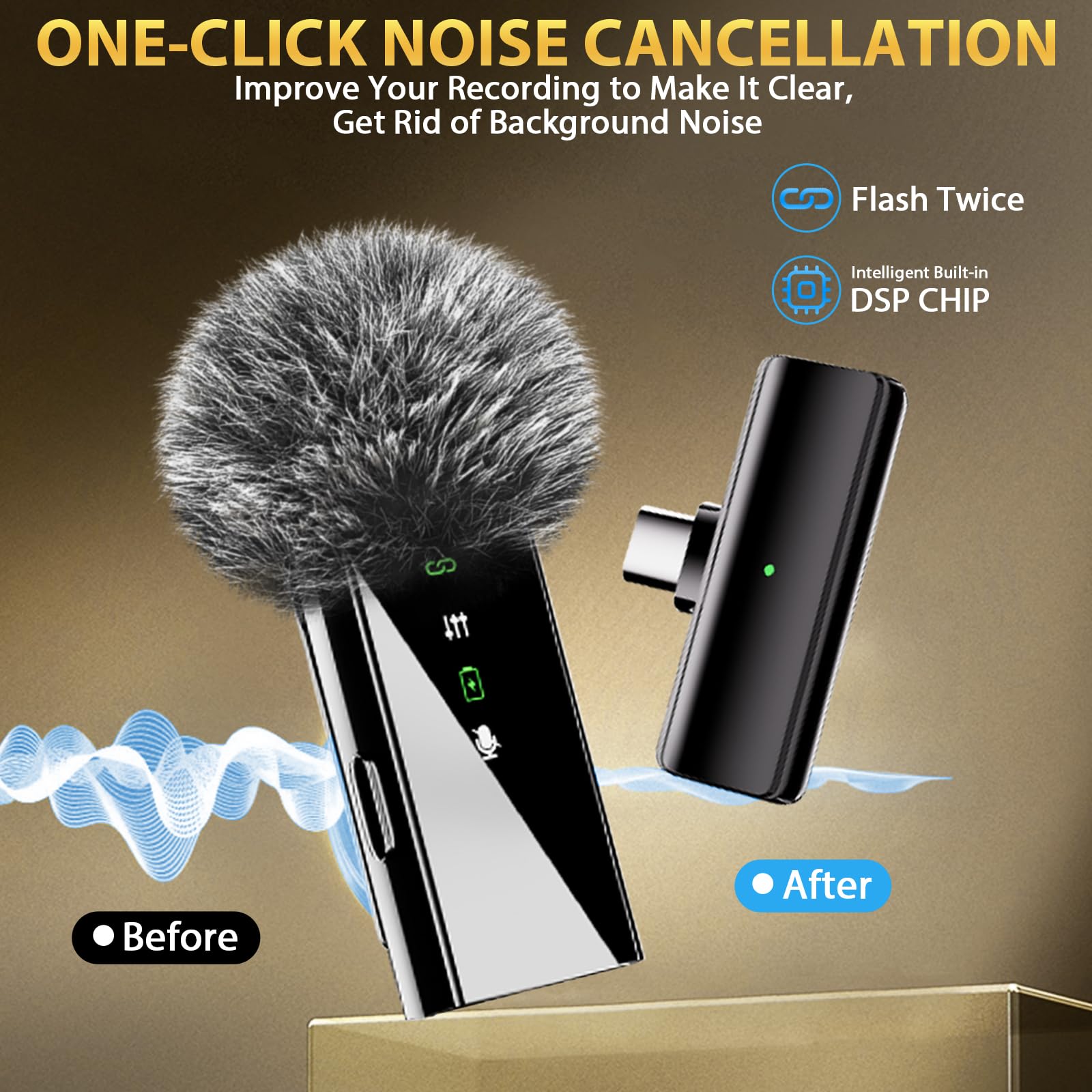 Yoobao Wireless Lavalier Microphone For Iphone 16 15 14, Android, Pc, Usb C Mini Microphones With Metal Charging Case, 164Ft Ran