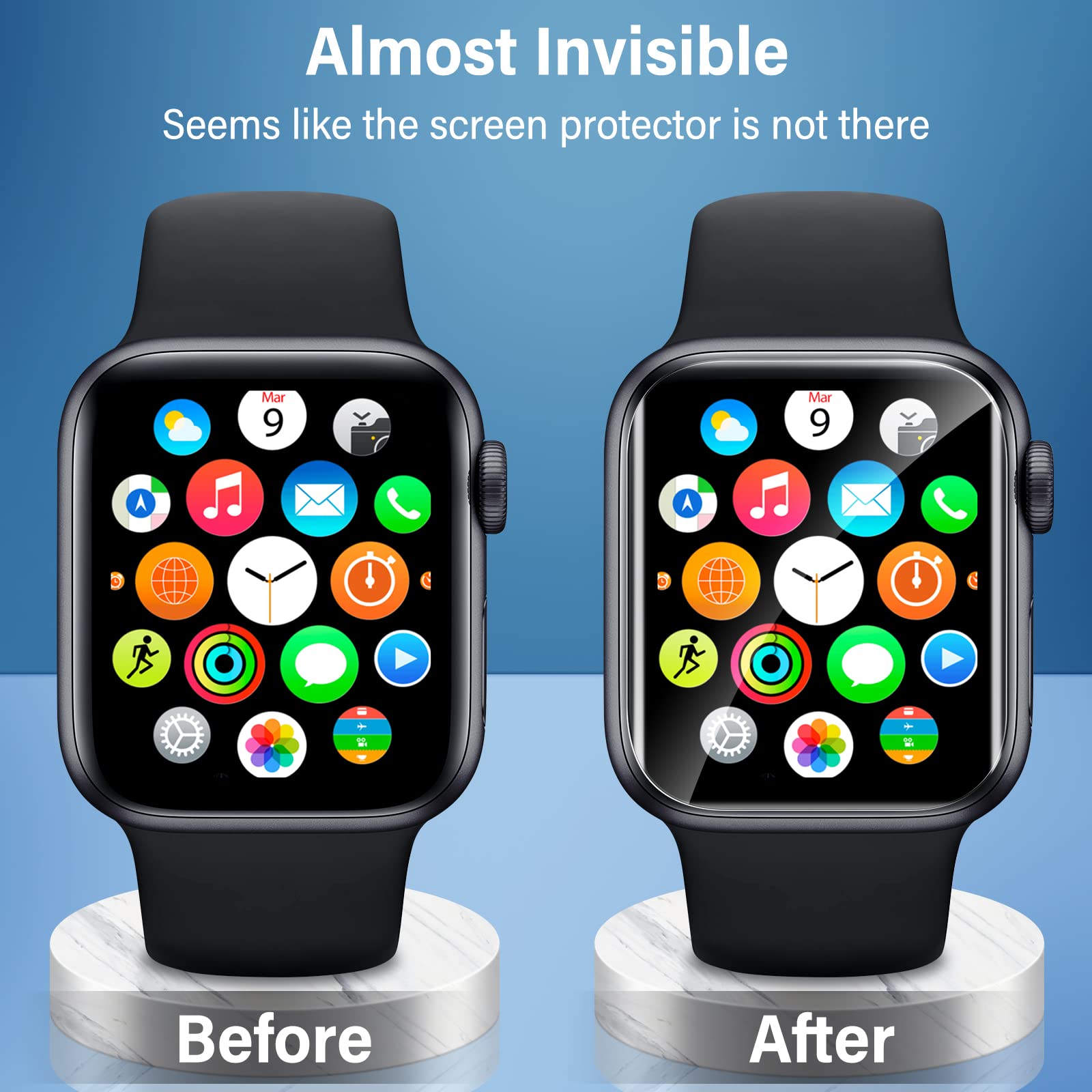 Uyiton For Apple Watch Se/6/5/4/ Screen Protector 40Mm, Military Grade Replacement Tpu Screen Film Iwatch Protector Anti Scratch