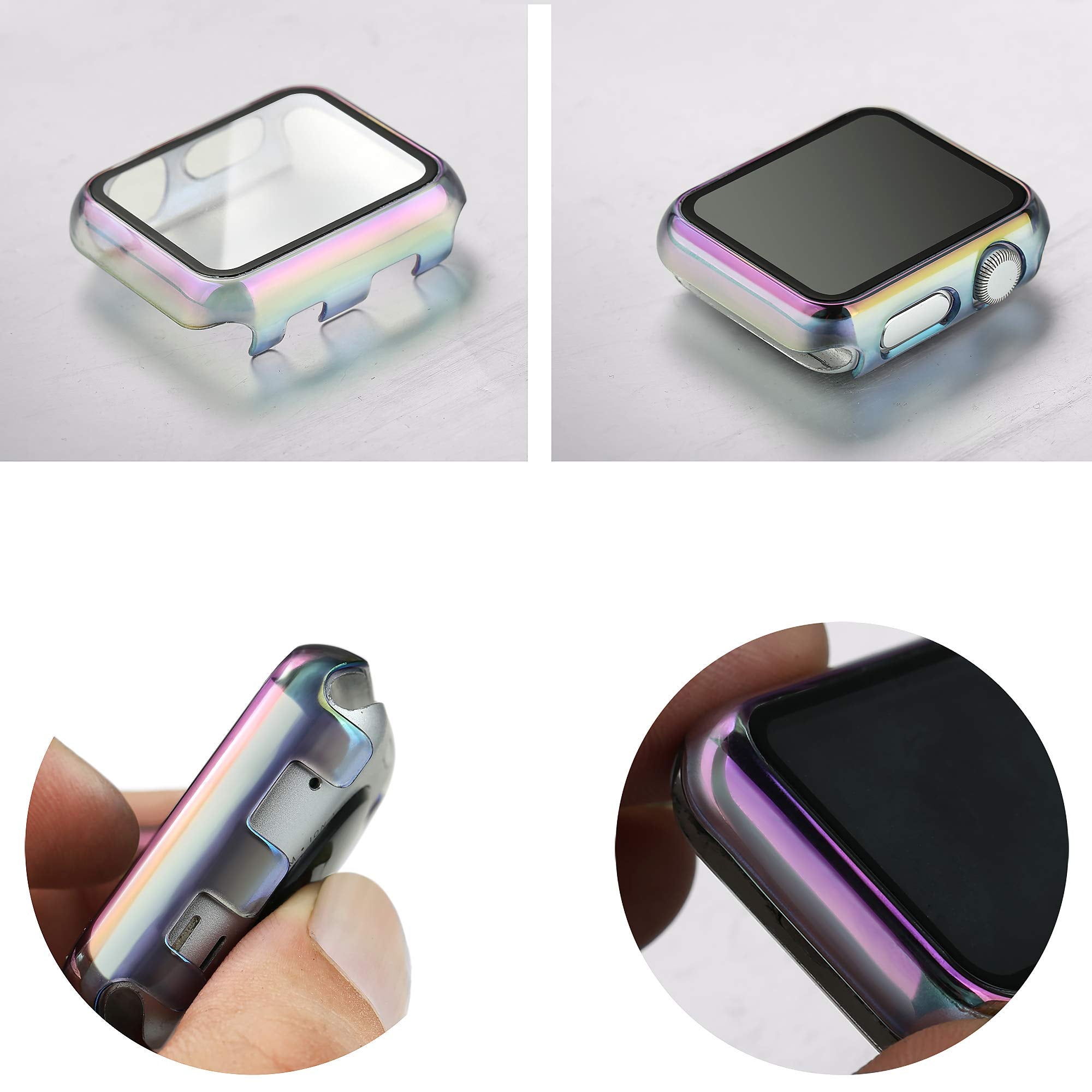 Secbolt 42Mm Case Compatible Apple Watch Band With Built In Tempered Glass Screen Protector  All Around Protective Case For Iwat