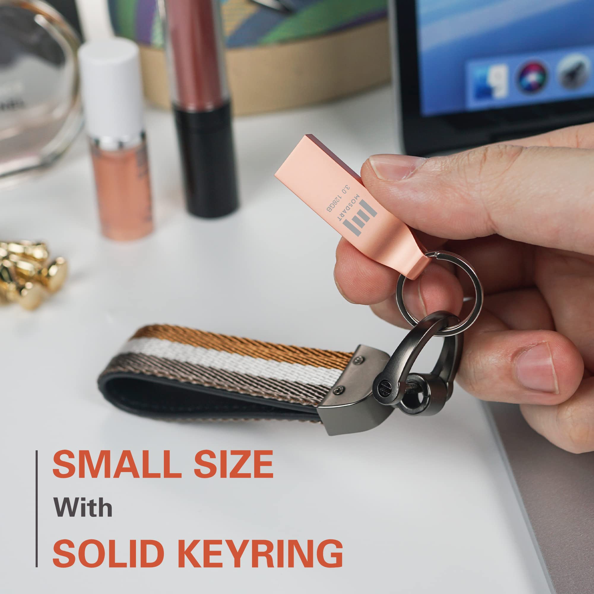 Mosdart Usb 3.0 Flash Drive 128Gb Metal Keychain Zip Drive Speed Up To 90Mb/S Fast Speed Thumb Drive, 128 Gb Waterproof Usb3.0 J
