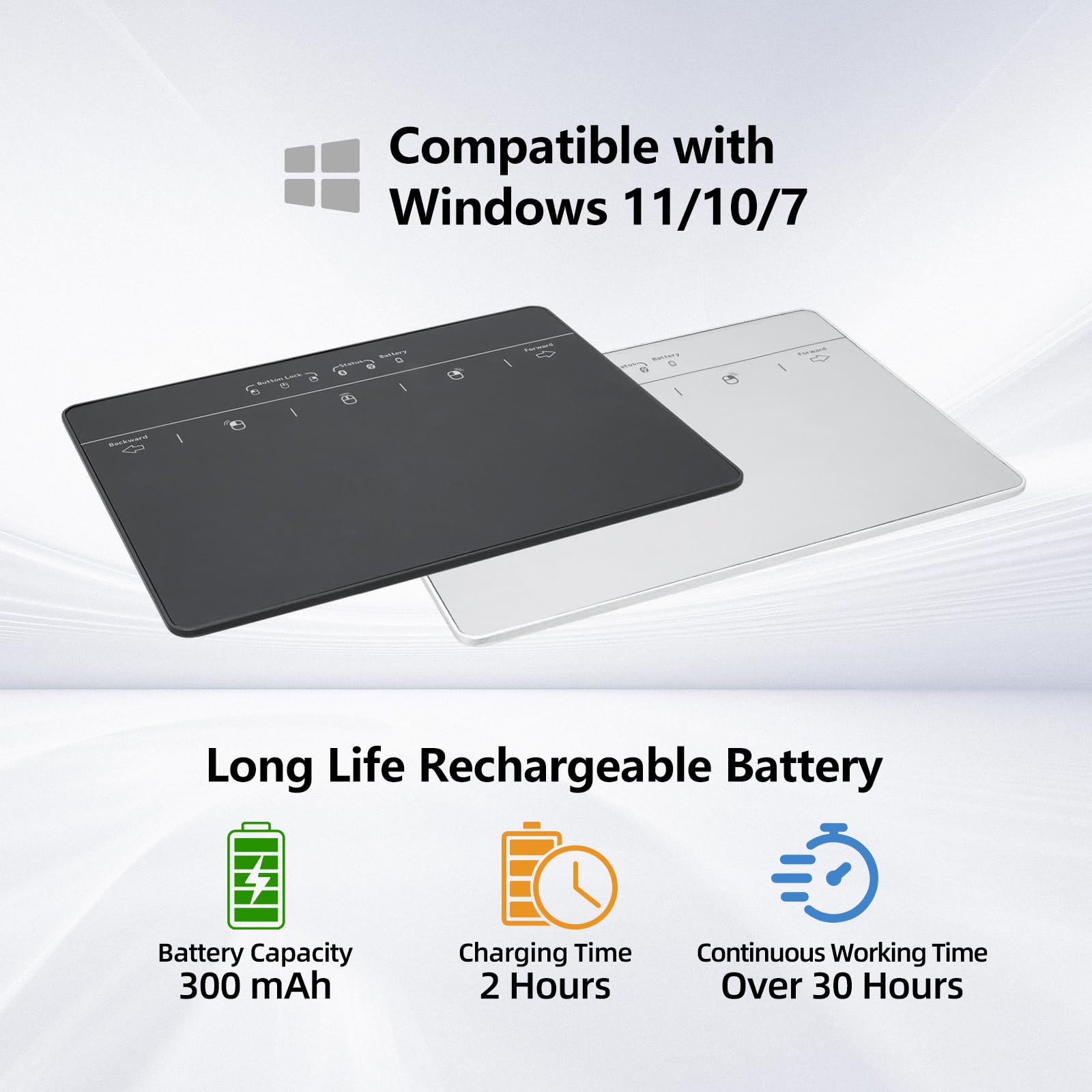 Bluetooth Wired Trackpad For Windows 7/10/11, Wireless Bluetooth Touchpad With Multi Touch Gestures, Usb Touch Pad Rechargeable