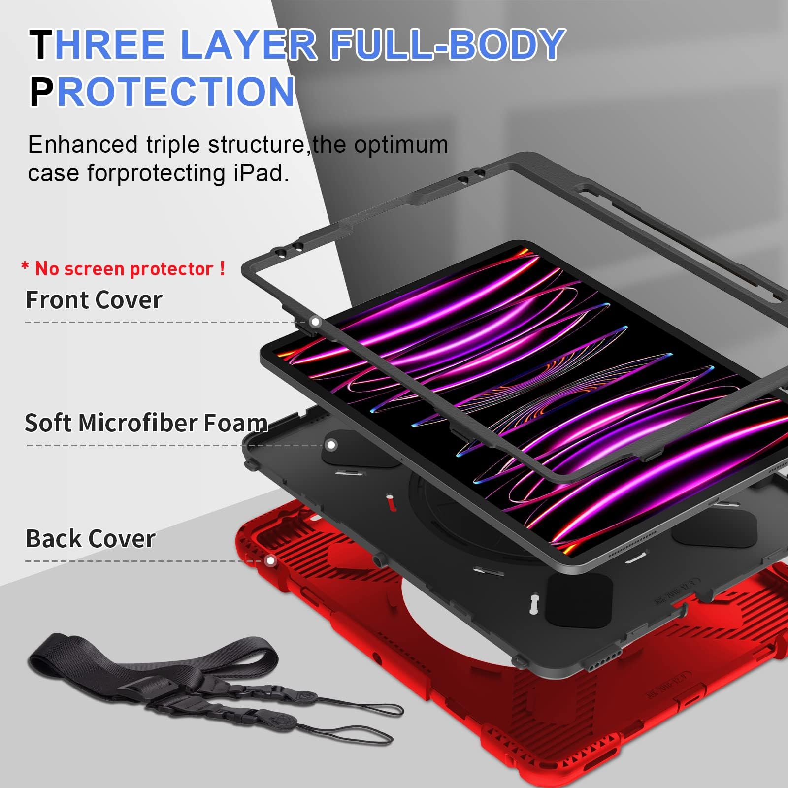 Supfives Case For Ipad Pro 12.9 2022 6Th Generation: Upgraded Military Grade Three Layer Heavy Duty Cover For Pro 12.9 5Th Gen 2