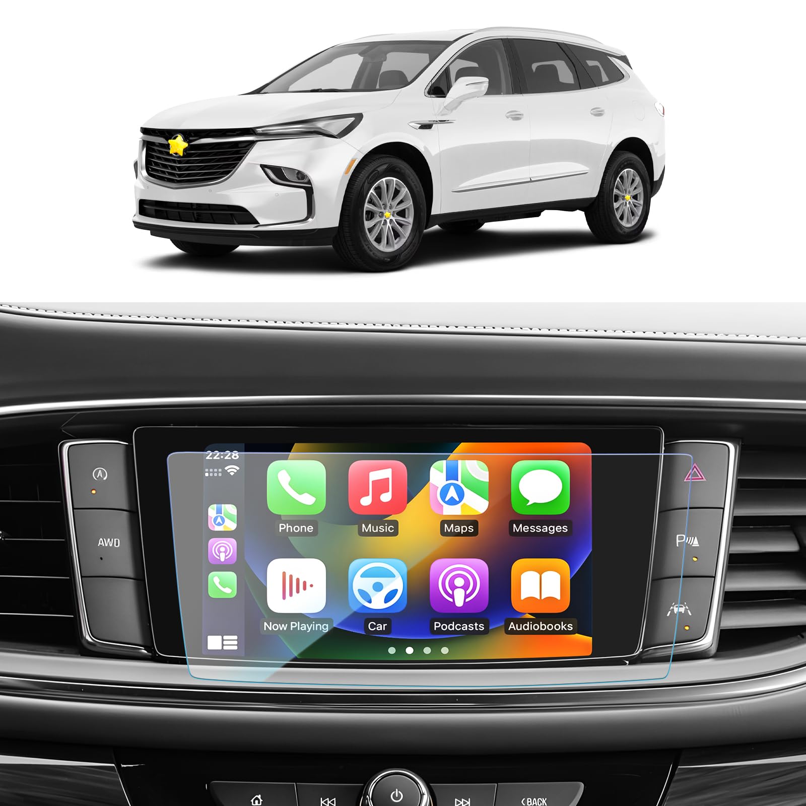 Sktu For 2024 Buick Enclave Screen Protector 2018 2024 Enclave 8 Inch Navigation Buick Enclave 2024 Accessories Tempered Glass Anti Scratch Hd Clear