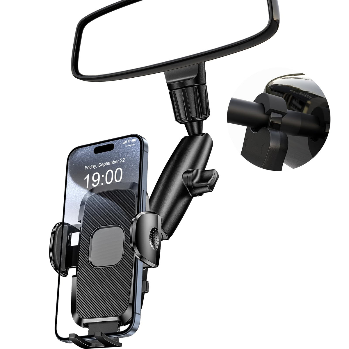 Jdhdl Car Phone Holder Rear View Mirror Phone Holder, 360 Rotating Car Phone Holder Mount Compatible With All 4-7 Inch Iphone An