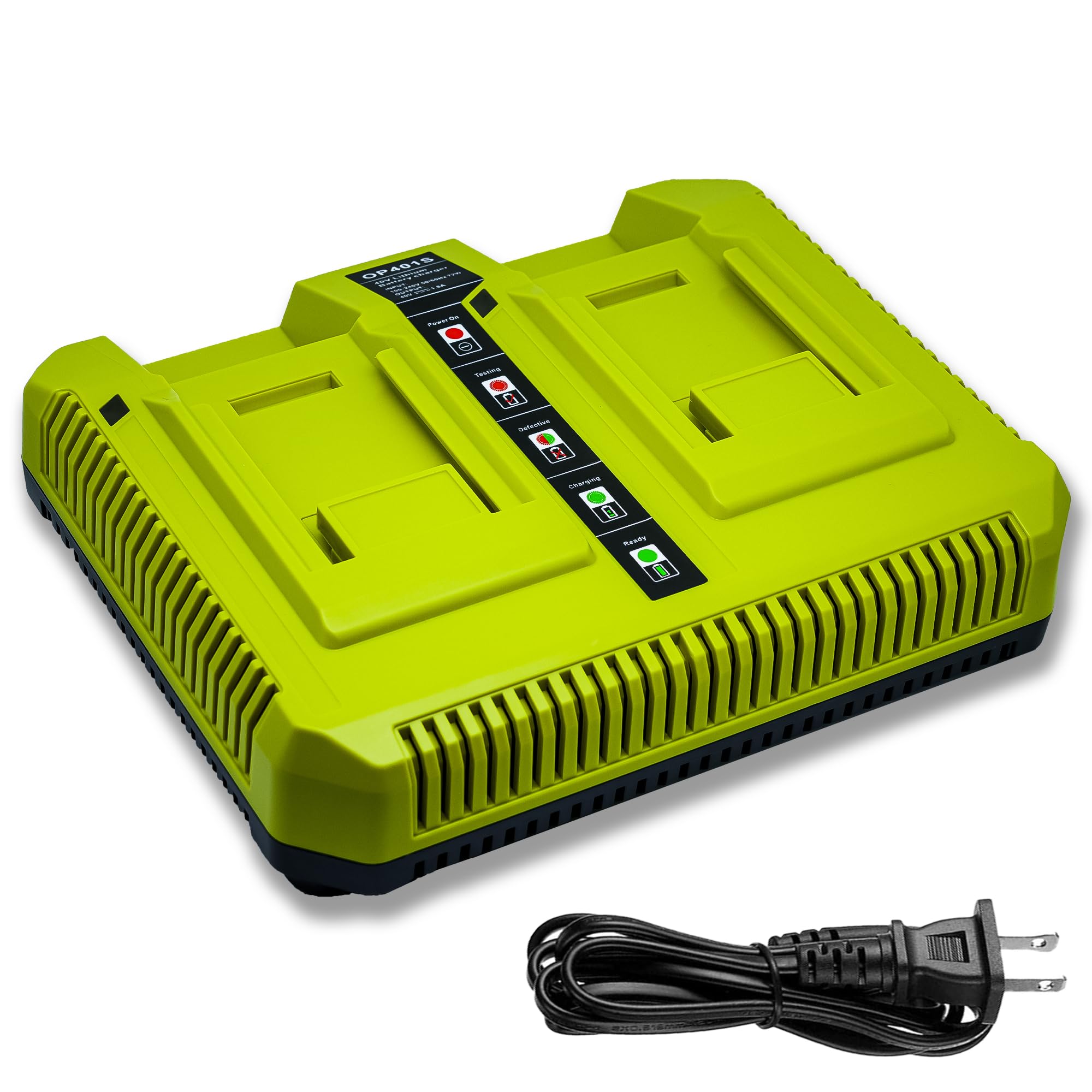 Cruruakku 40V Charger Replacement for Ryobi 40V Battery Charger OP401 S,Dual Ports Fast Charger Compatible with Ryobi 40V Batter