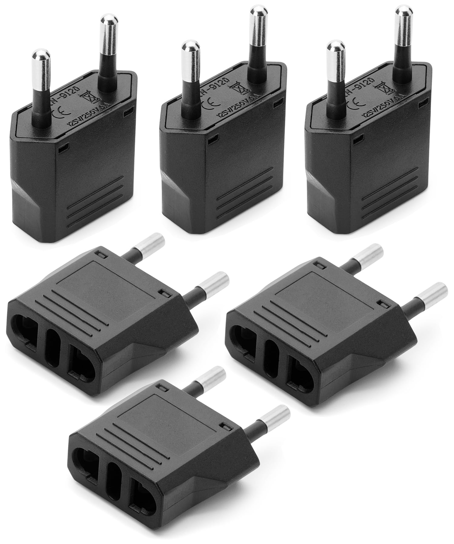 Bates  European Travel Plug Adapter, 6 Pack, Black European Plug Adapter, Us To Europe Plug Adapter, Adapter For Europe Plug, Us