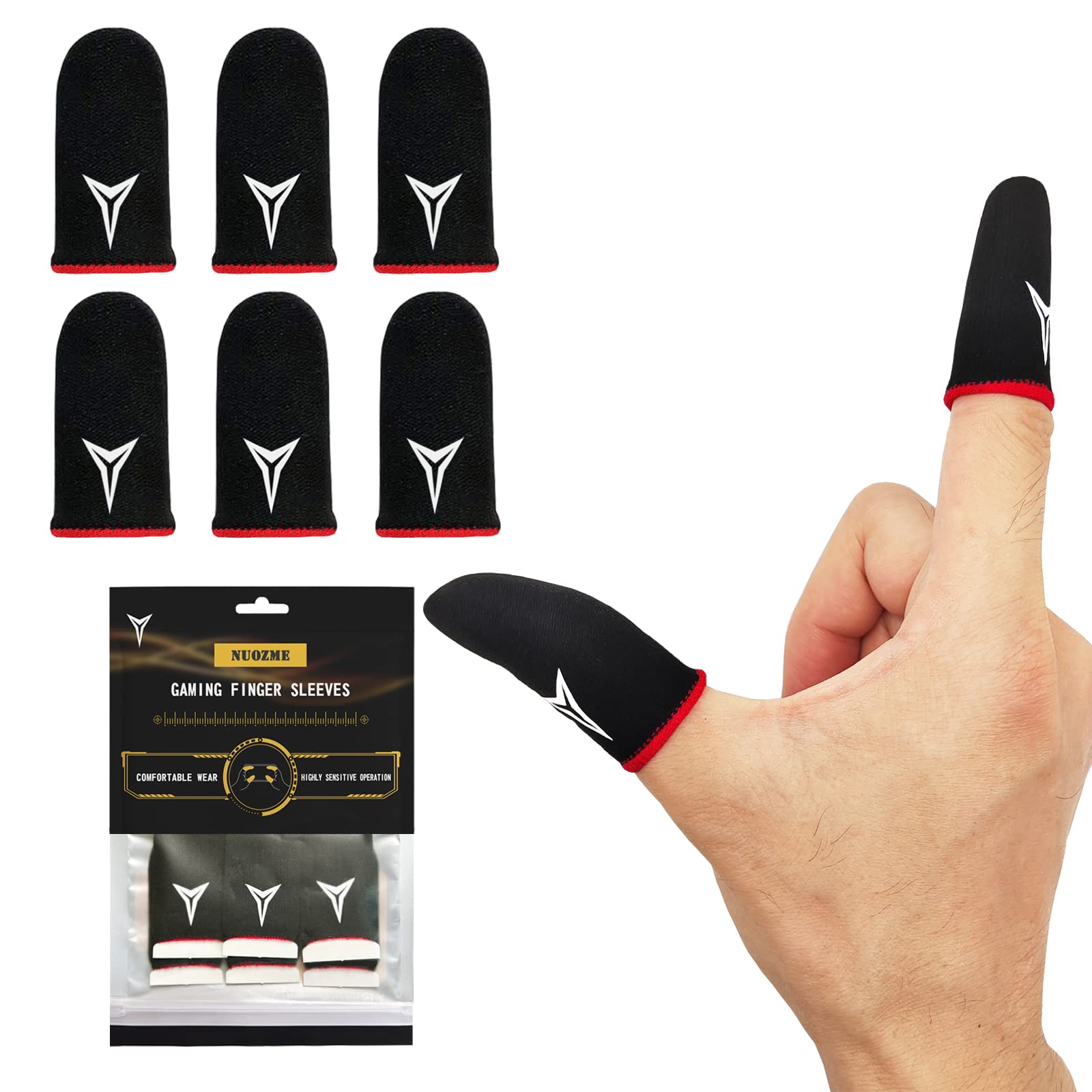 6 Pack Mobile Phone Gaming Finger Sleeves, Nuozme Finger Sleeves Compatible With All Touchscreen Devices, 0.15Mm Superconducting