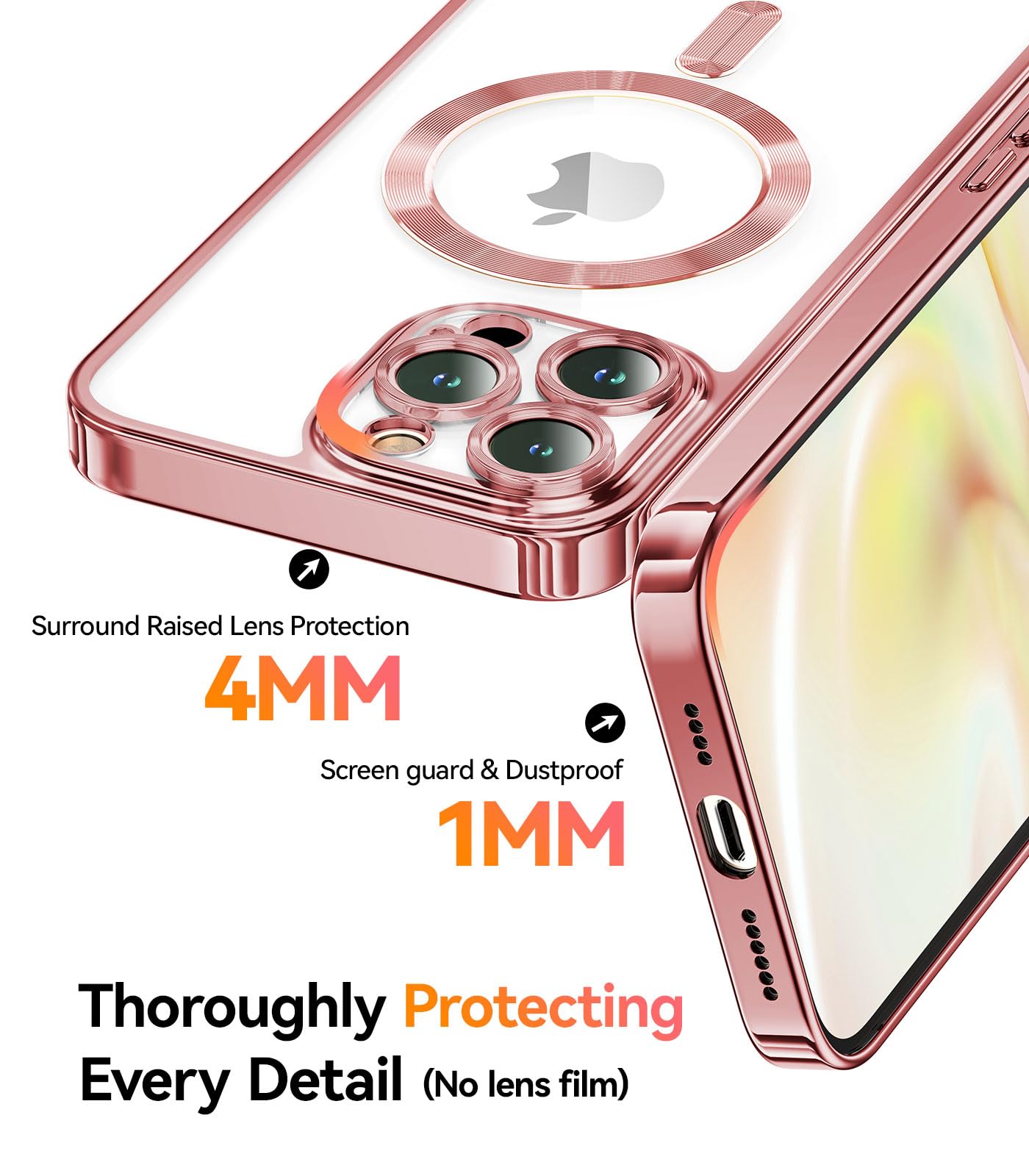 Meifigno Candy Mag Series Case Designed For Iphone 13 Pro Max, [Compatible With Magsafe][Glitter Card & Wrist Strap] Surround Ra