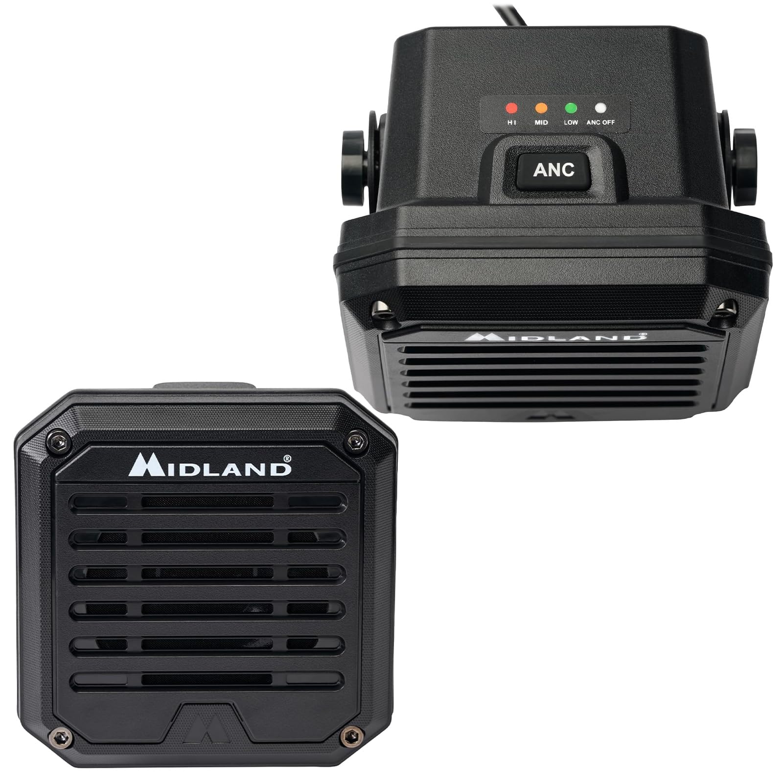 Midland Spk200   Amplified External Speaker With Ai Noise Cancellation, 20 Watts Of Power, 8 Ohms Dynamic Sound, Ip67 Waterproof (Ultimate)