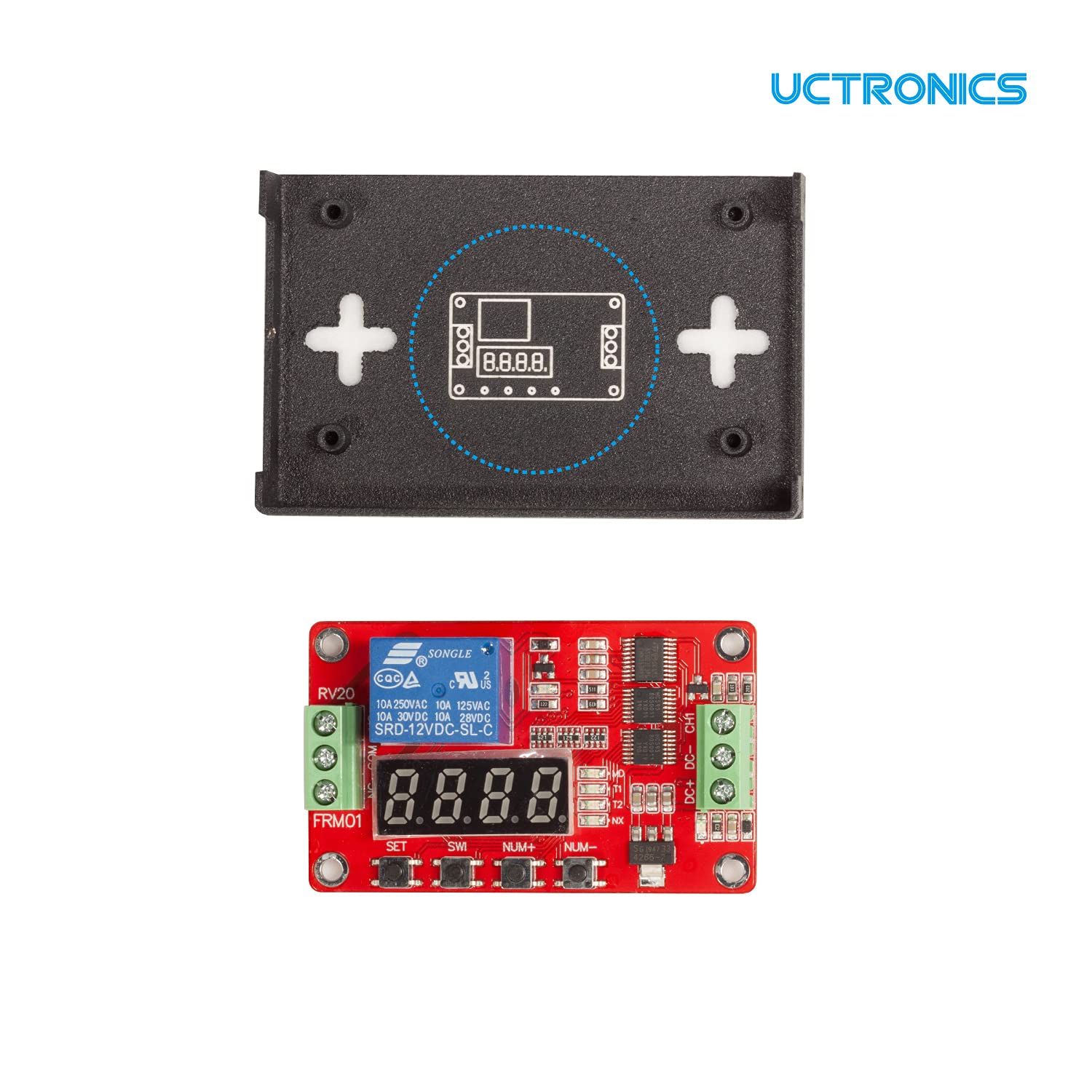 Uctronics Dc 12V Programmable Time Delay Relay Module With Metal Enclosure, On Delay And Off Delay Timer For Automobile, Raspber