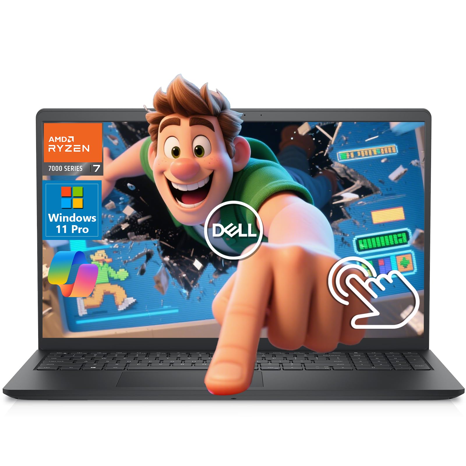 Dell Inspiron 15 Touchscreen Laptop for Business and Student, AMD Ryzen 7 7730U (Beats i7-1355U), 15.6 FHD IPS Display, 20GB RAM