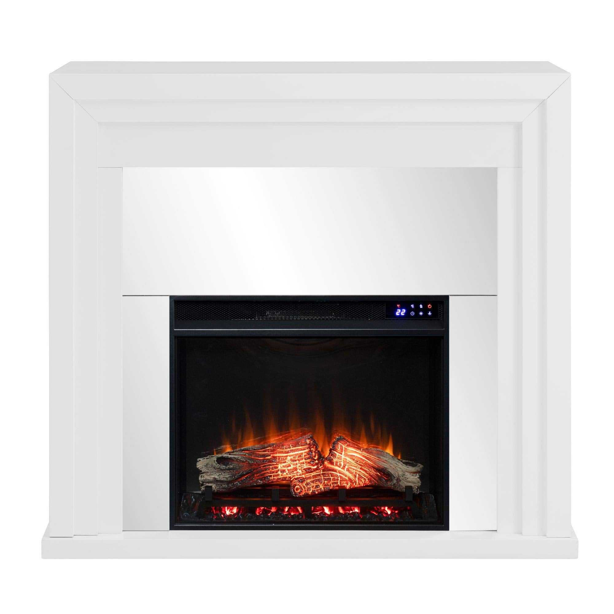 Southern Enterprises 44'' White And Black Mirrored Electric Fireplace