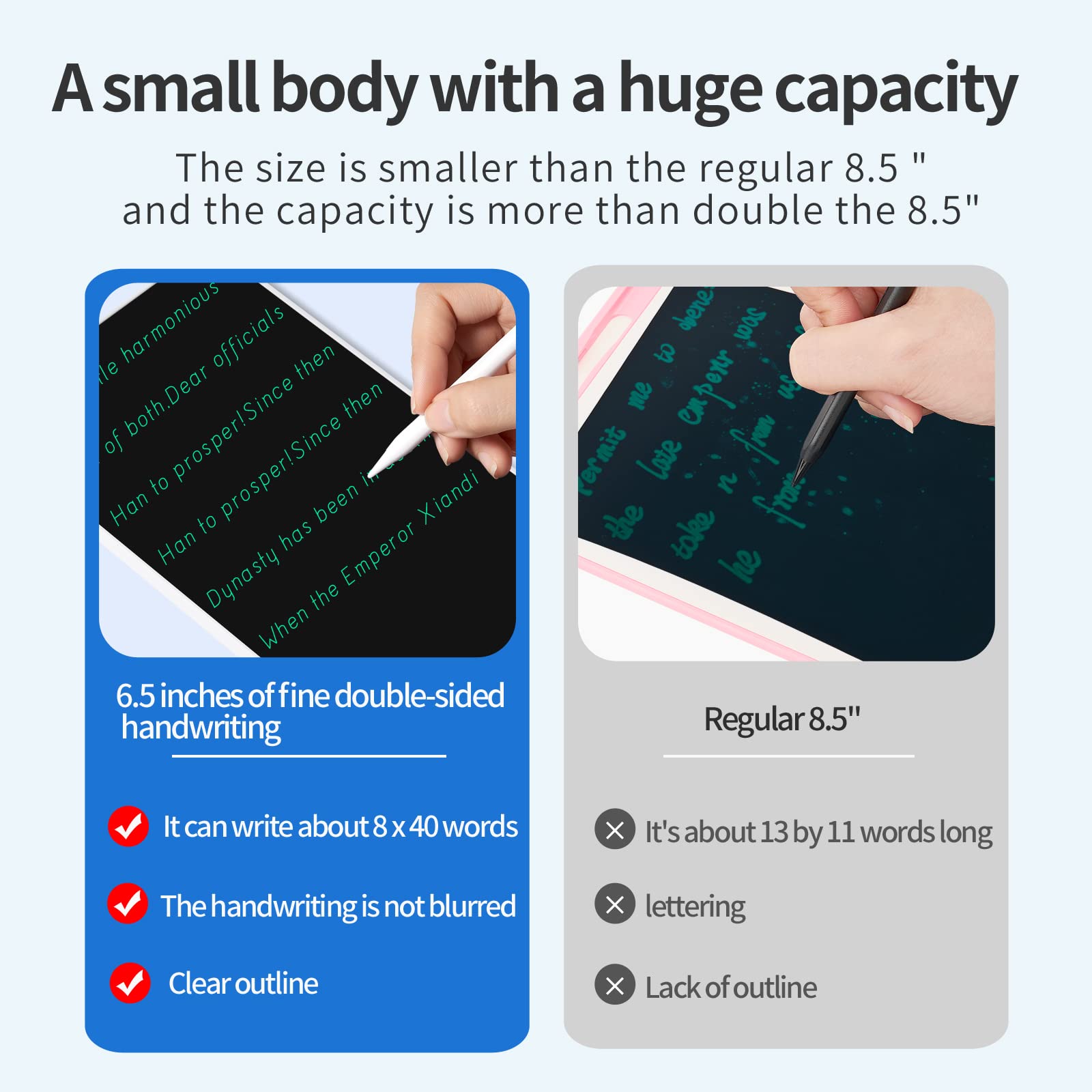 Mini Lcd Writing Tablet, 6.5In Double Display Erasable Reusable Electronic Drawing Pads, Electronic Scratchpad For Kids And Adul