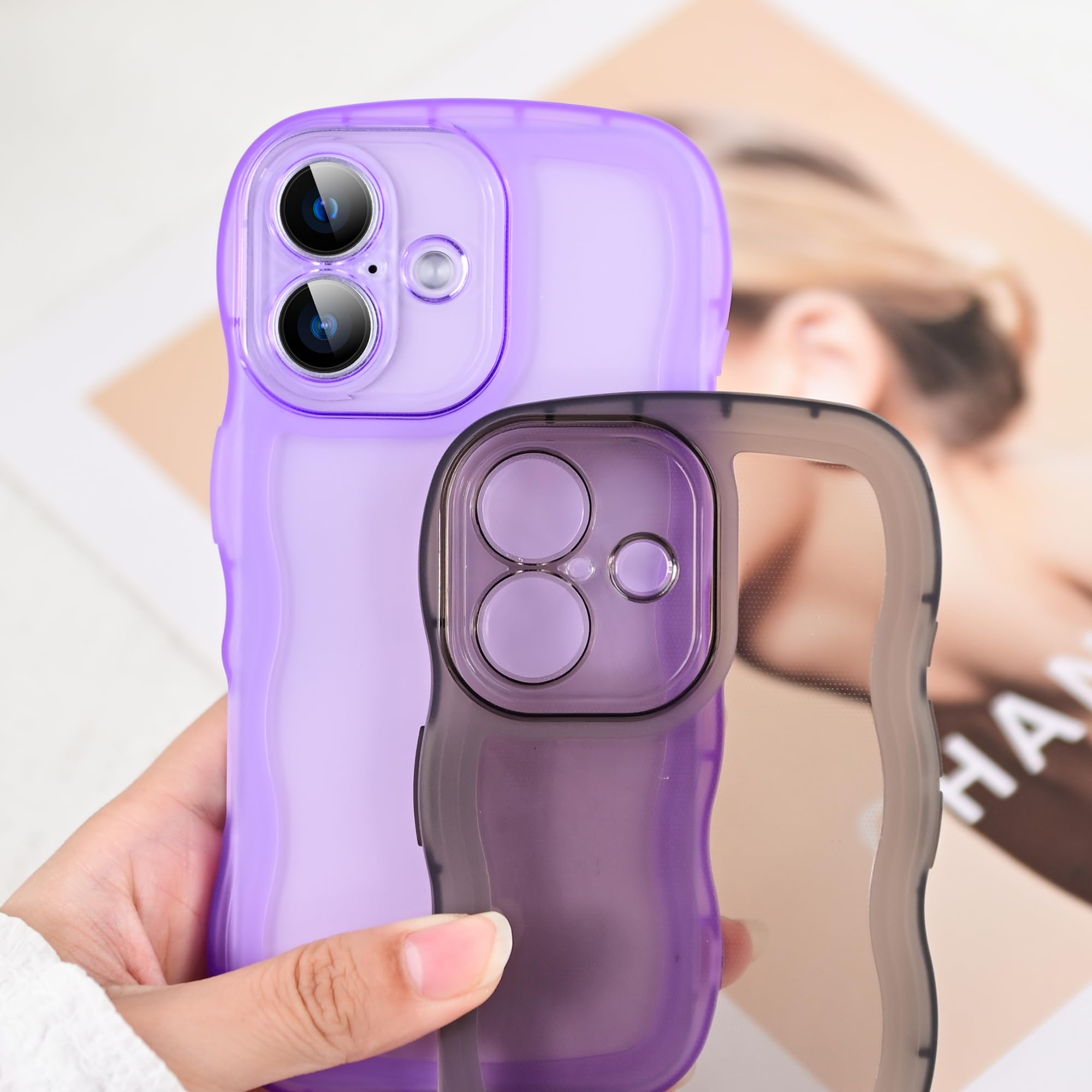 Skylmw Compatible With Iphone 16 Plus Case 6.7'' 2024, Cute Kawaii Curly Wave Frame Shape Soft Silicone Shockproof Protective Ph