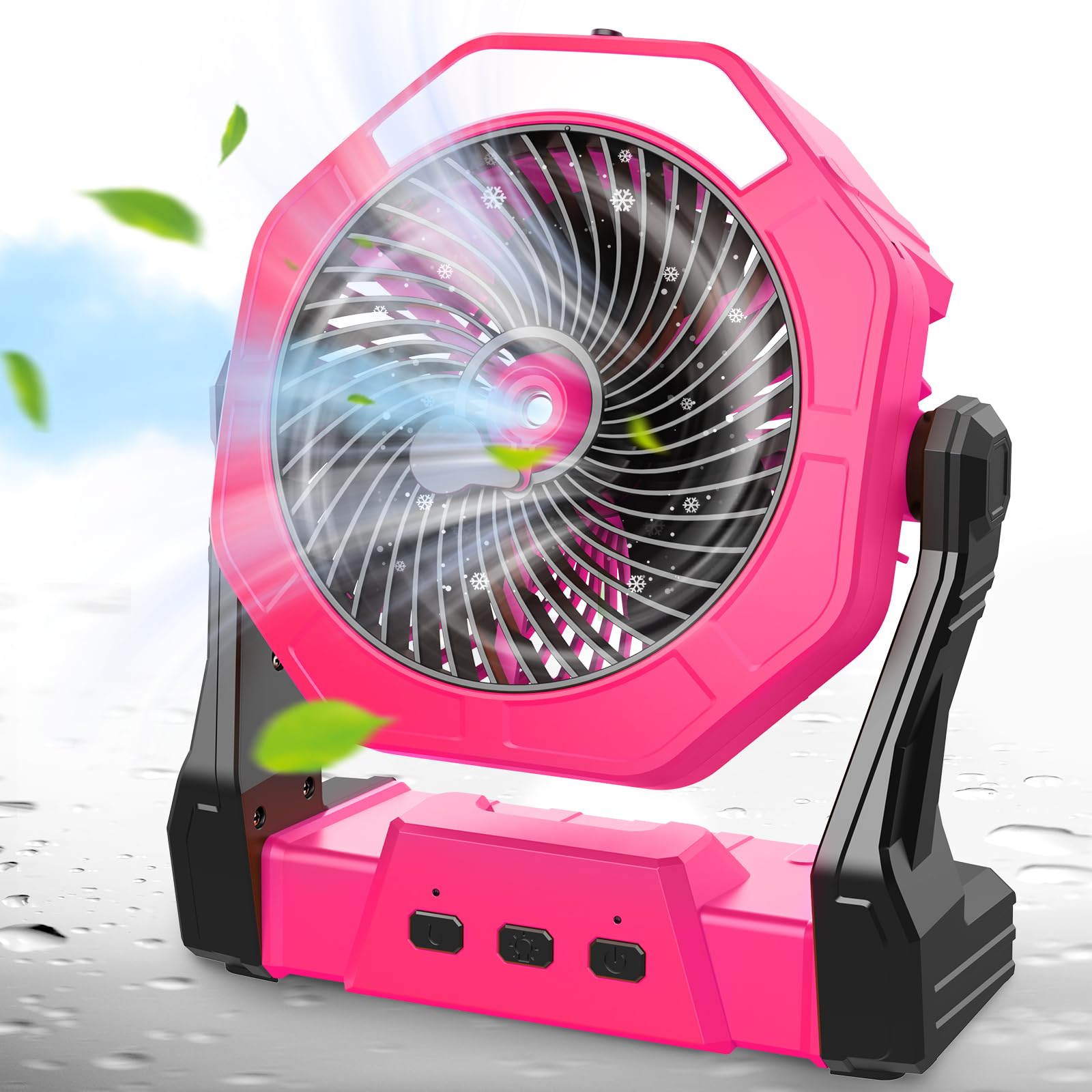 Upgraded Camping Fan, Misting Fan Portable With Light & 250Ml Water Tank, 10000Mah 8 Inch Battery Operated Fan Rechargeable Fan,