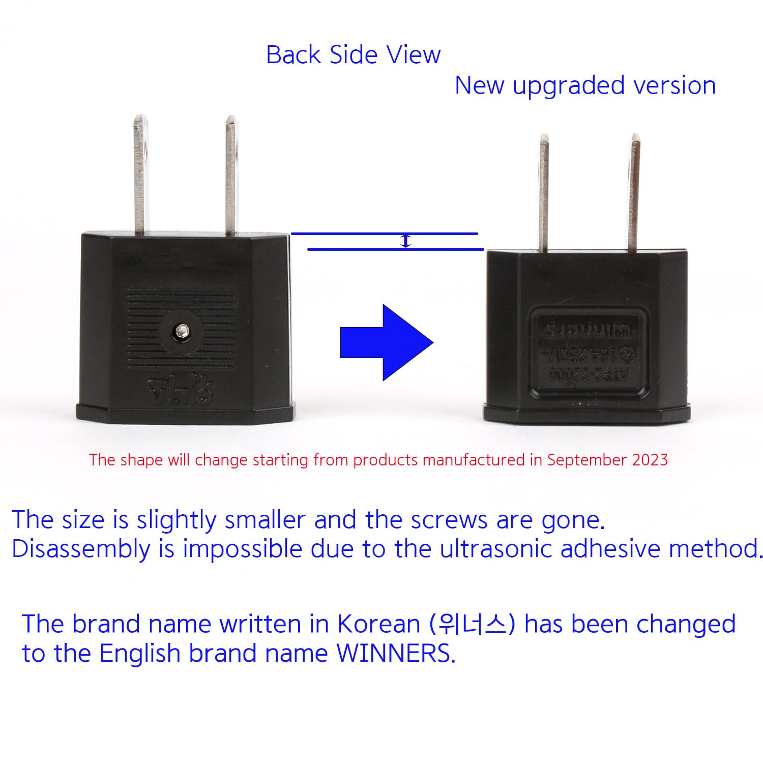 220 To 110 Travel Adapter (Korea To Usa) Set Of 2