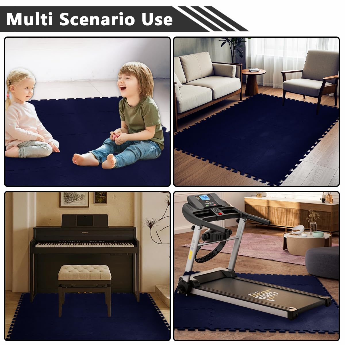 Thick Sound Absorbing Interlocking Floor Mats, High Density Piano Carpet Drum Rug, Non-Slip Anti Vibration Soundproof Pads Acous