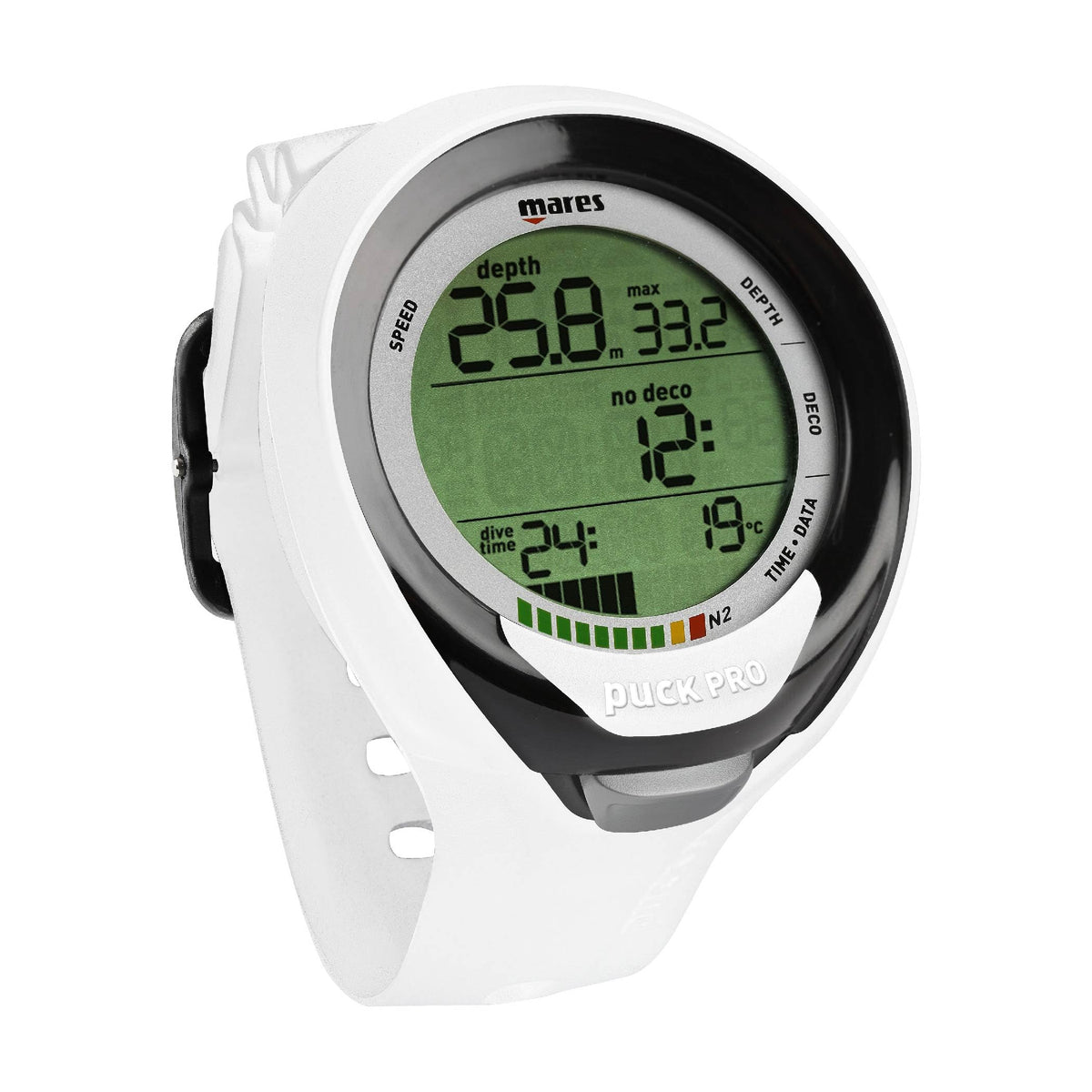 Mares Puck Pro+ Wrist Dive Computer | Ultra Flat Design Watch-Style One Button Control Underwater Scuba Diving Computer, White/B