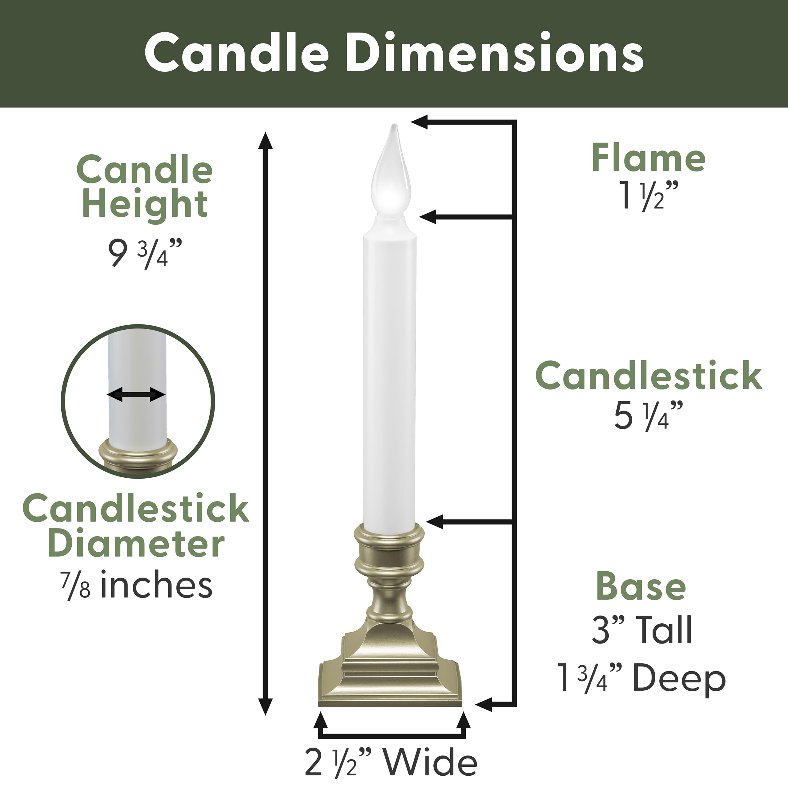 612 Vermont Led Battery Operated Window Candles With Timer, Bright Hot Spot, Vt 1506P 4 (Pack Of 4, Pewter)
