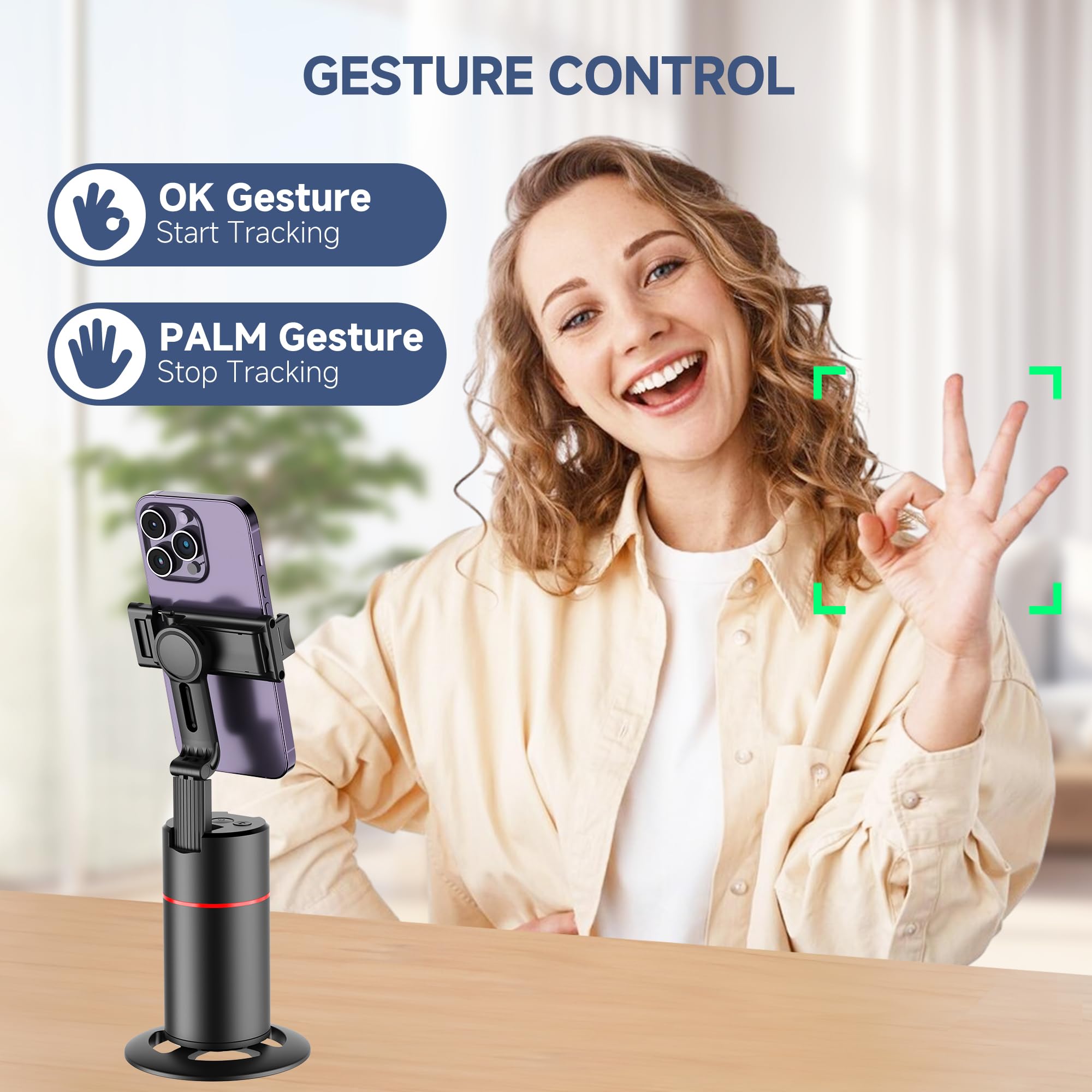 Auto Face Tracking Tripod, No App, Smart Shooting Phone Holder With Remote, 360 Rotation Body Phone Camera Mount With Phone Hold