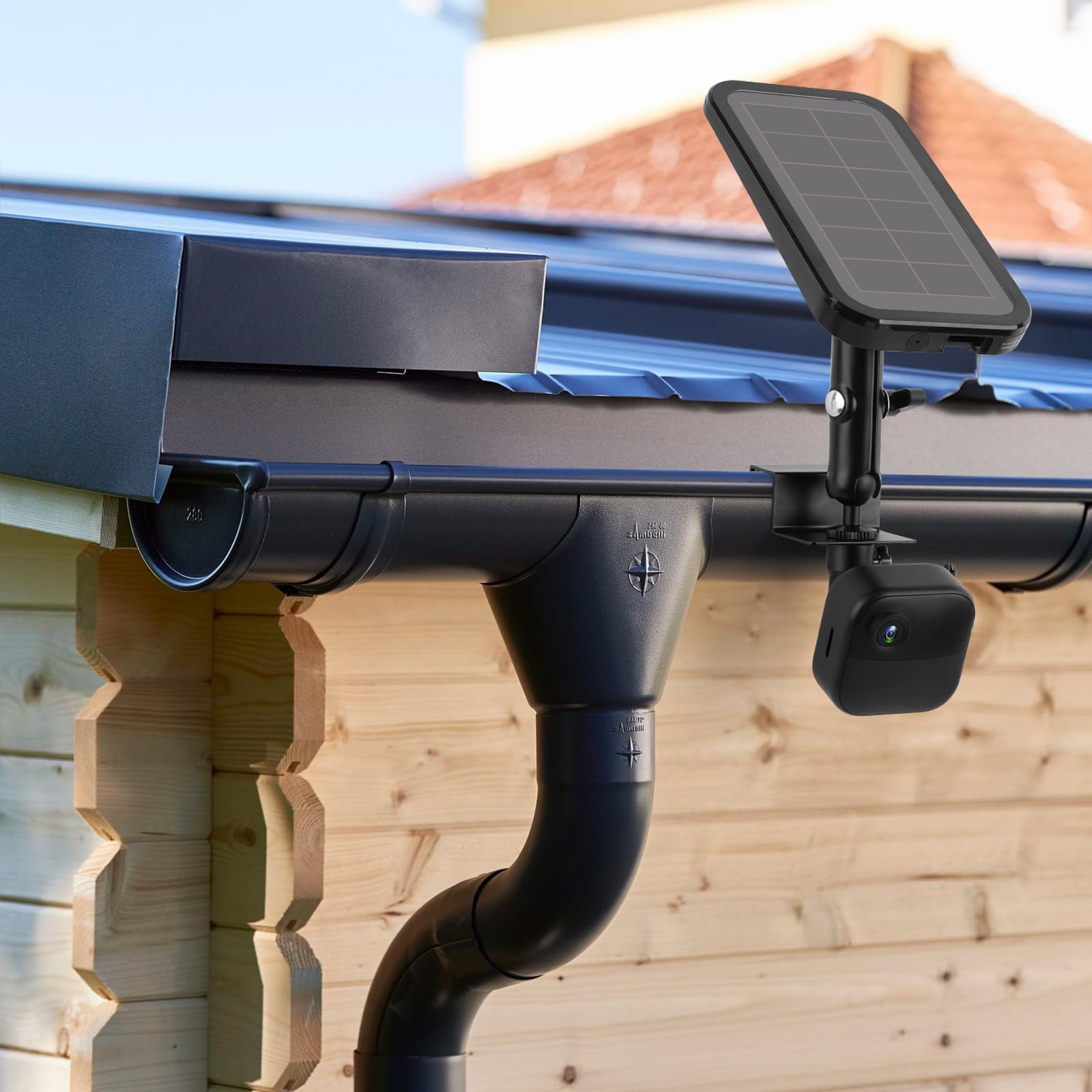 Mippko 2 In 1 Gutter Mount For Security Camera And Solar Panel,Compatible With Arlo Pro 4/Pro 3/Pro 2/Pro/Arlo Ulra/Blink (4Th Gen)/(3Rd Gen) Xt3/Xt2/Xt,Multi Angle Ajustable Aluminum Alloy Mount