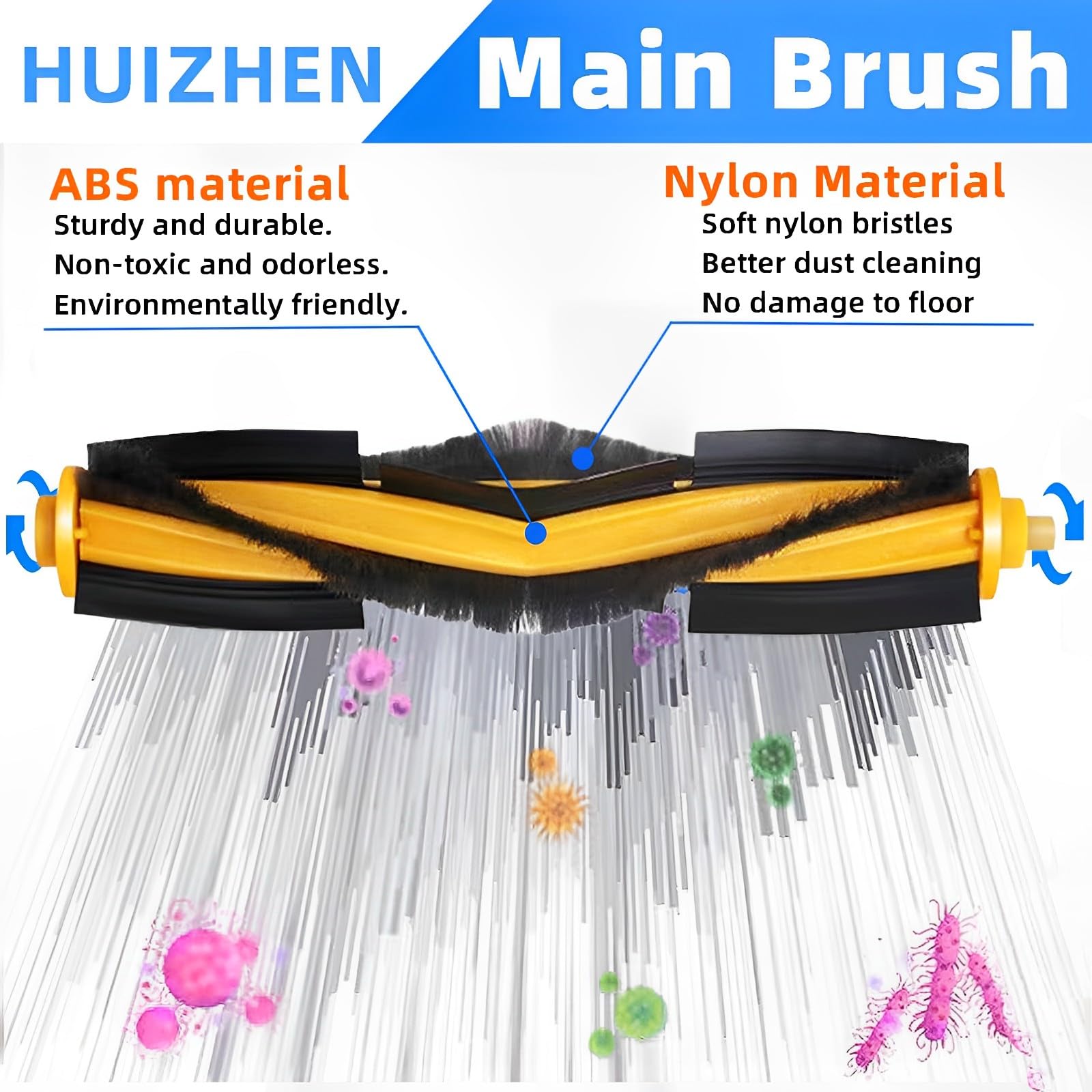 Dvx34 Accessories Kit For Yeedi Vac 2 Pro/Vac/Vac Max/Vac Station Robot Vacuum Replacement Parts, 1 Main Brush, 4 Side Brush, 2