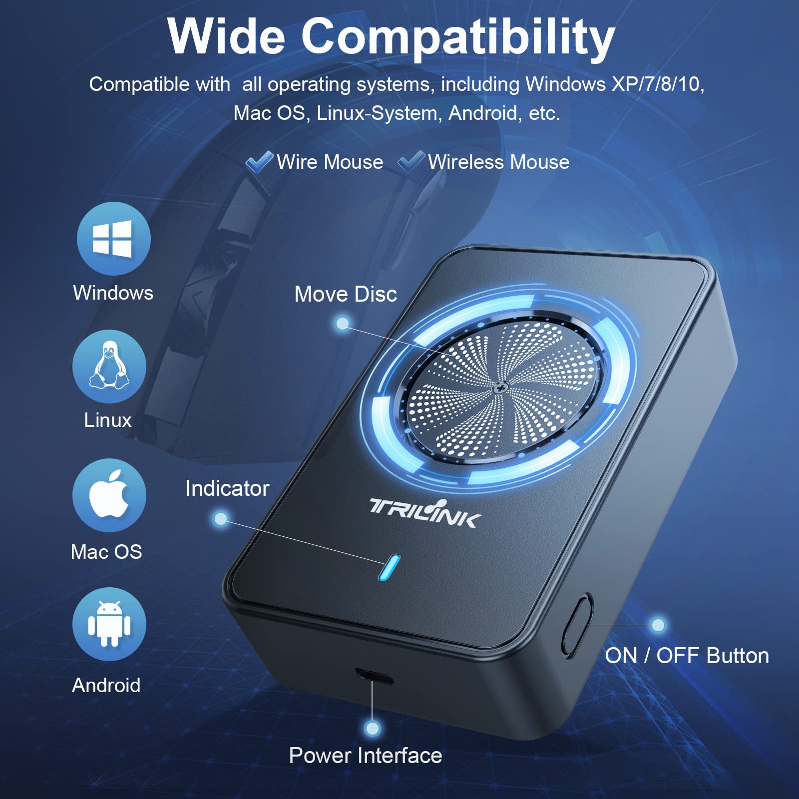 Undetectable Mouse Jiggler, Automatic Mouse Mover With Power Adapter & On/Off Switch, Mouse Wiggler Mouse Shaker For Computer La