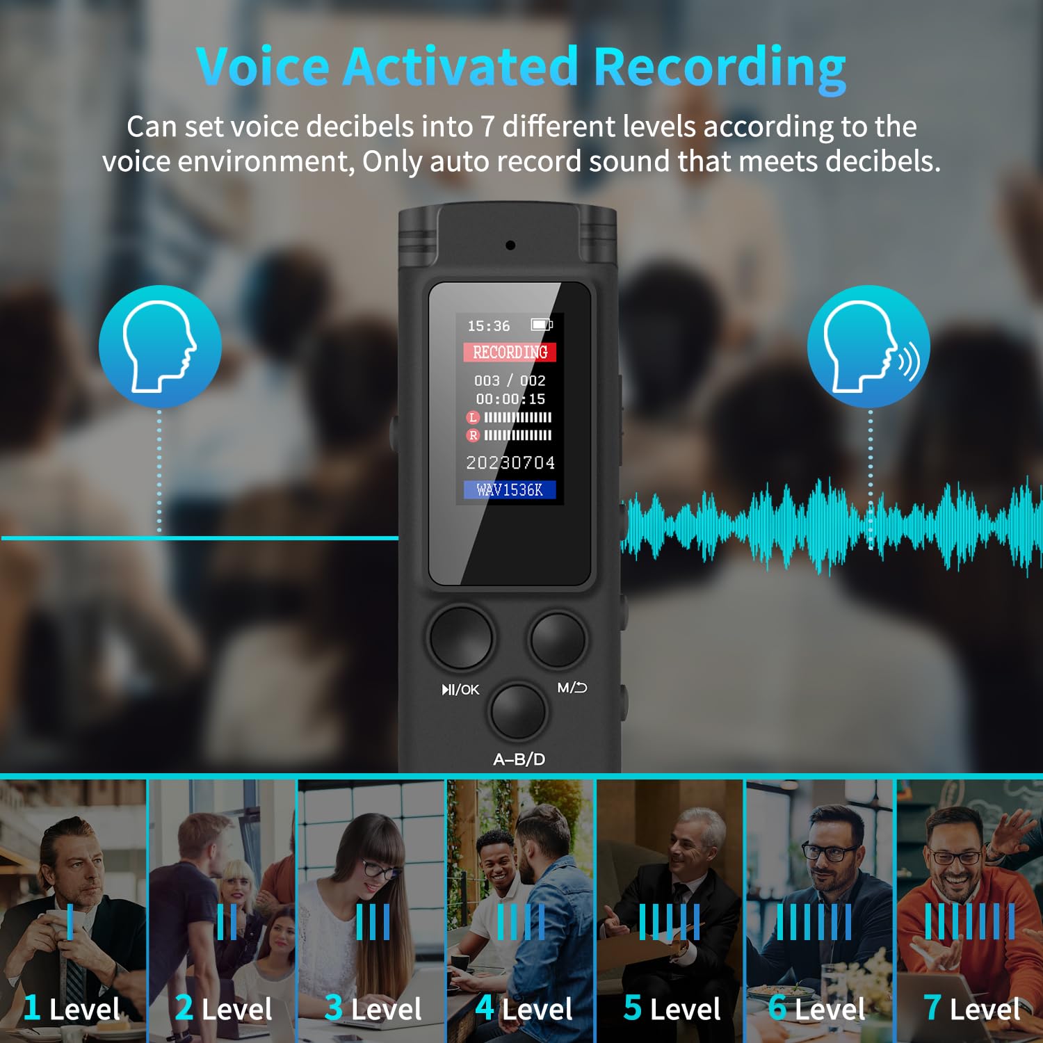 64Gb Digital Voice Recorder Voice Activated Recorder For Lectures Meetings, Audio Recorder With Playback, Password, Variable Spe