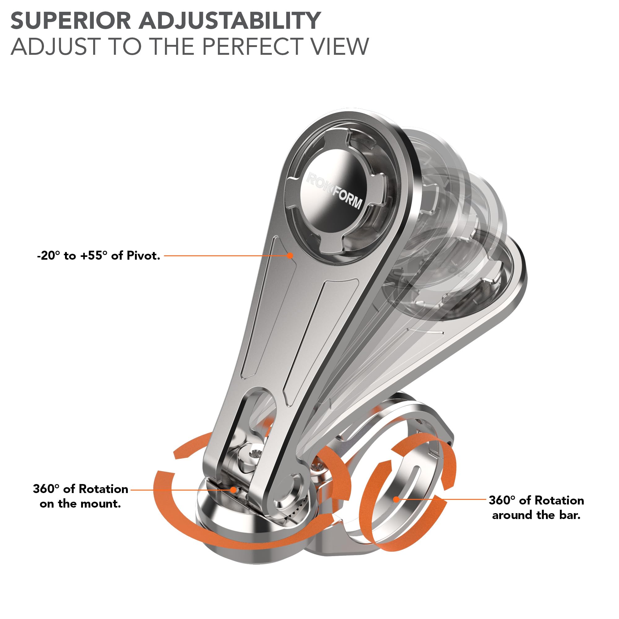 Rokform - Motorcycle Handlebar Phone Mount, Mounts To Any Handlebar From 7/8 To 1.5 (22.2Mm-38.1Mm), Secures Using Roklock Twist