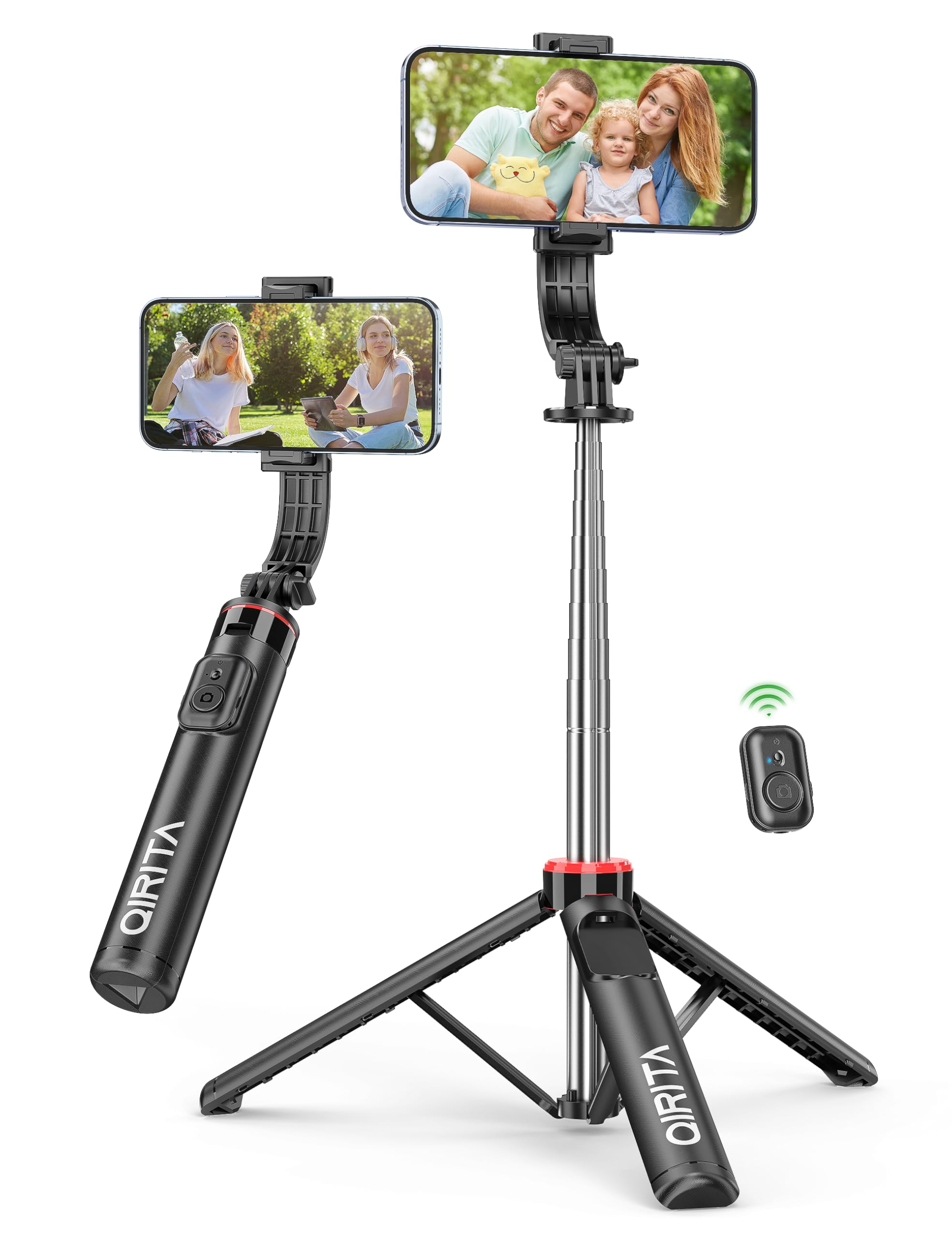 52 Selfie Stick Tripod with Remote, 3 in 1 Portable Phone Tripod Stand with Holder, Group Selfies/Live Streaming/Video Recording