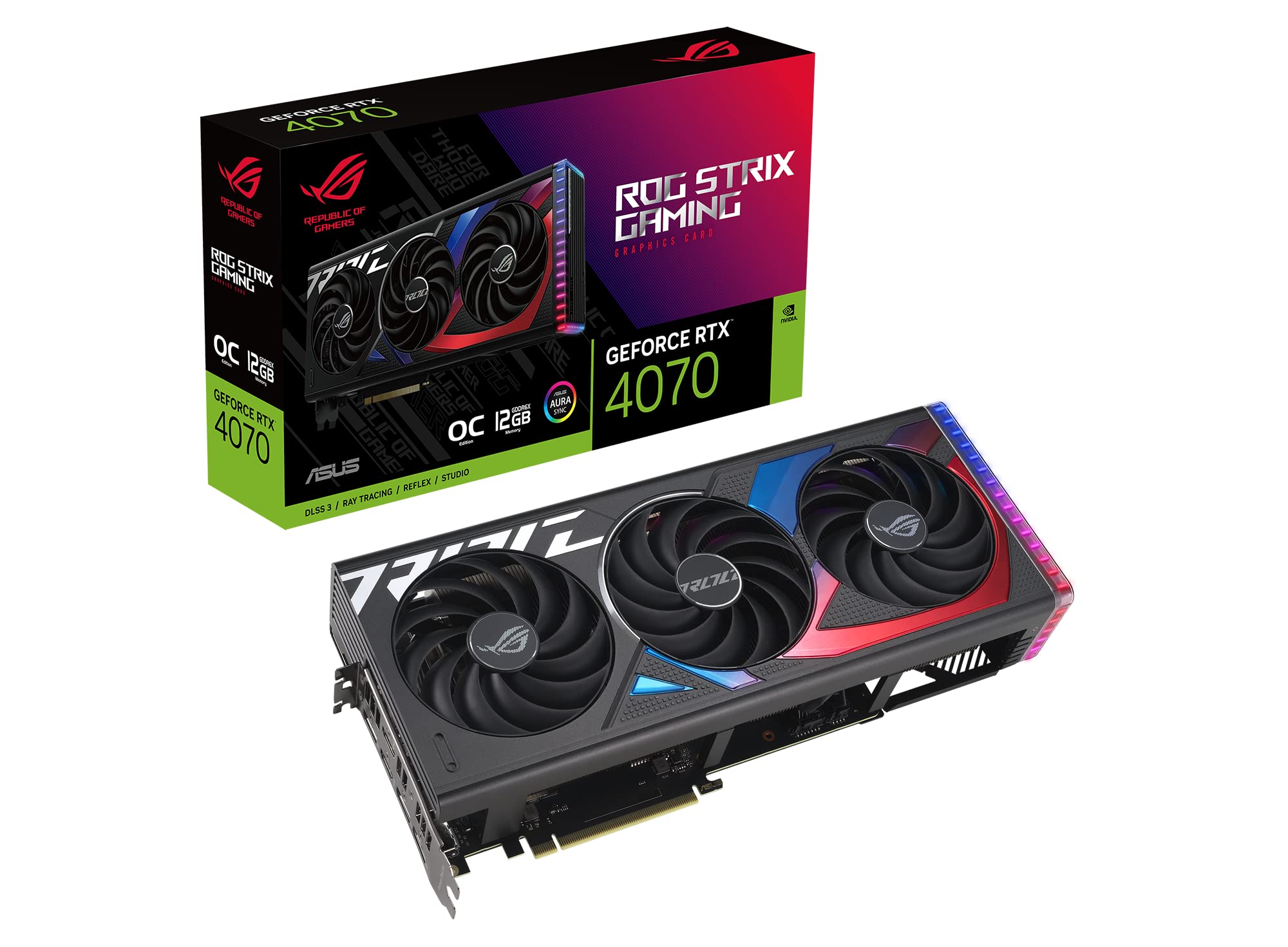 ASUS ROG Strix GeForce RTX 4070 OC Edition Gaming Graphics Card (PCIe 4.0, 12GB GDDR6X, DLSS 3, HDMI 2.1, DisplayPort 1.4a)