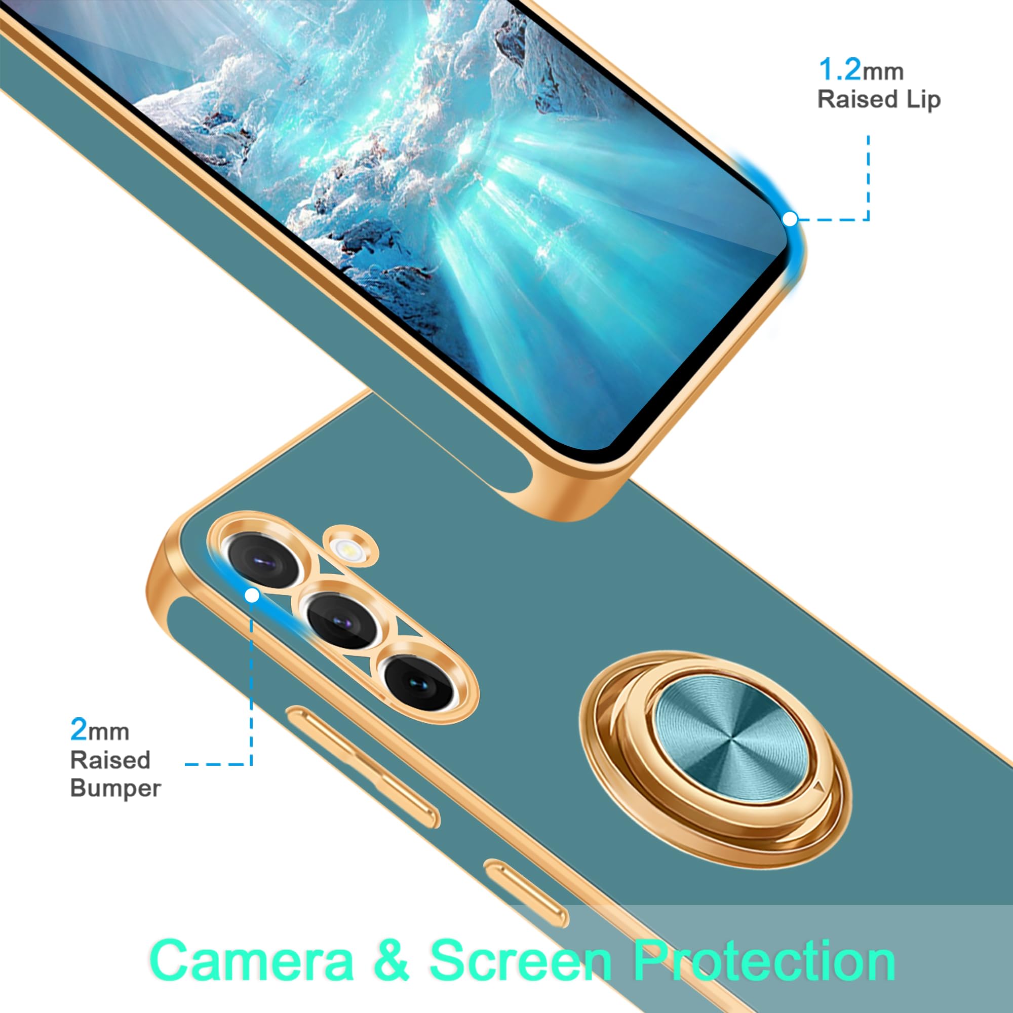 Fingic For Samsung Galaxy S23 Fe Case[With 360 Ring Holder Stand][Support Magnetic Car Mount] Kickstand Case For Women Girls Boy