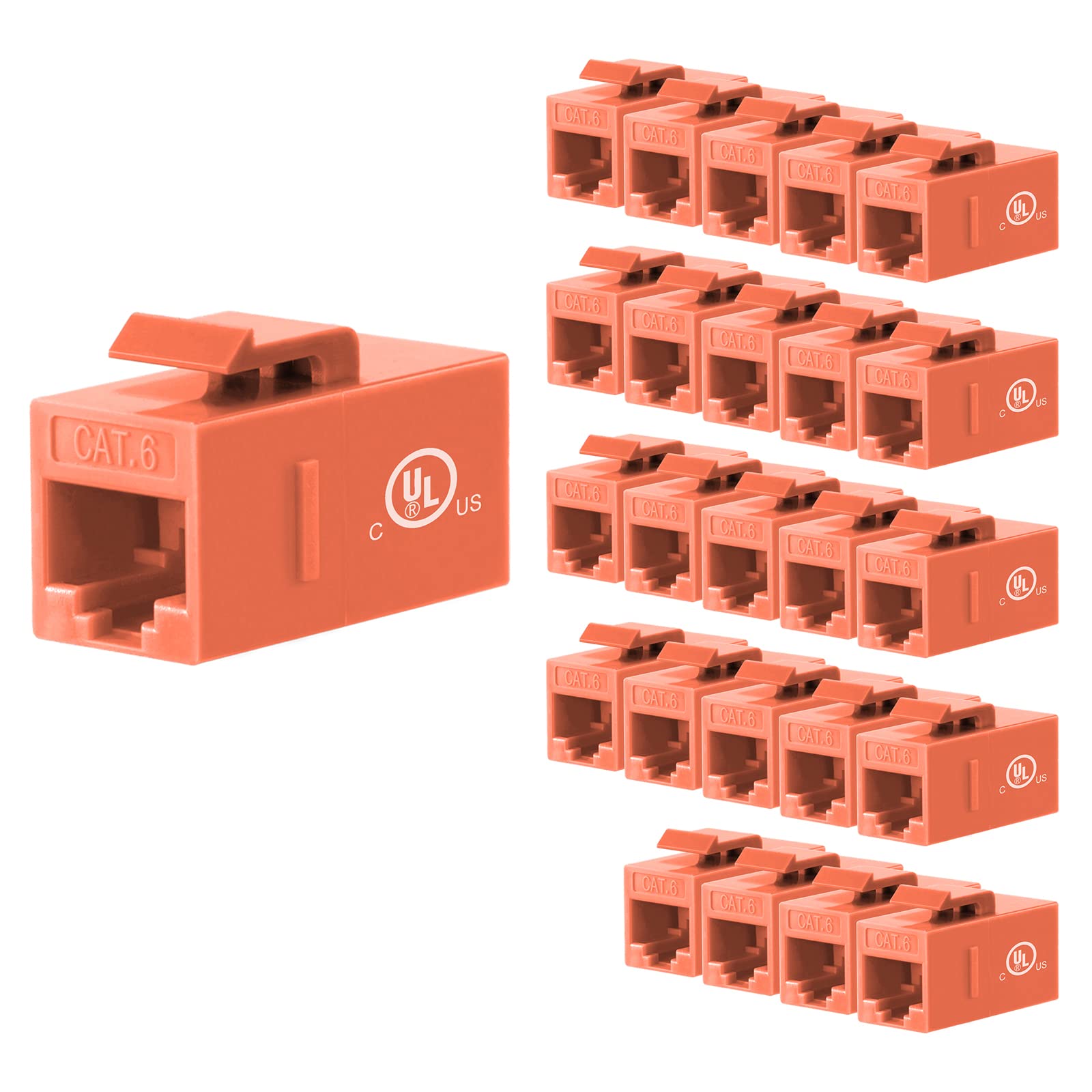 Vce Rj45 Cat6 Keystone Jacks Slim Profile Ul Listed 25 Pack, 90 Degree Ethernet Punch Down Keystone Jack Adapter In Orange