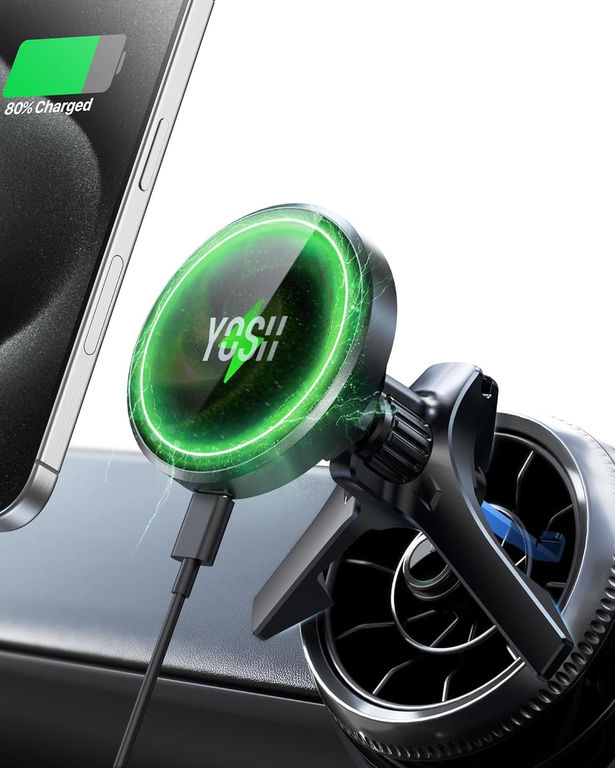 Yosh For Magsafe Car Mount Charger For Mercedes Benz/Mini Cooper 2006-17/Audi, Mercedes Benz Car Accessories, 15W Fast Charging 