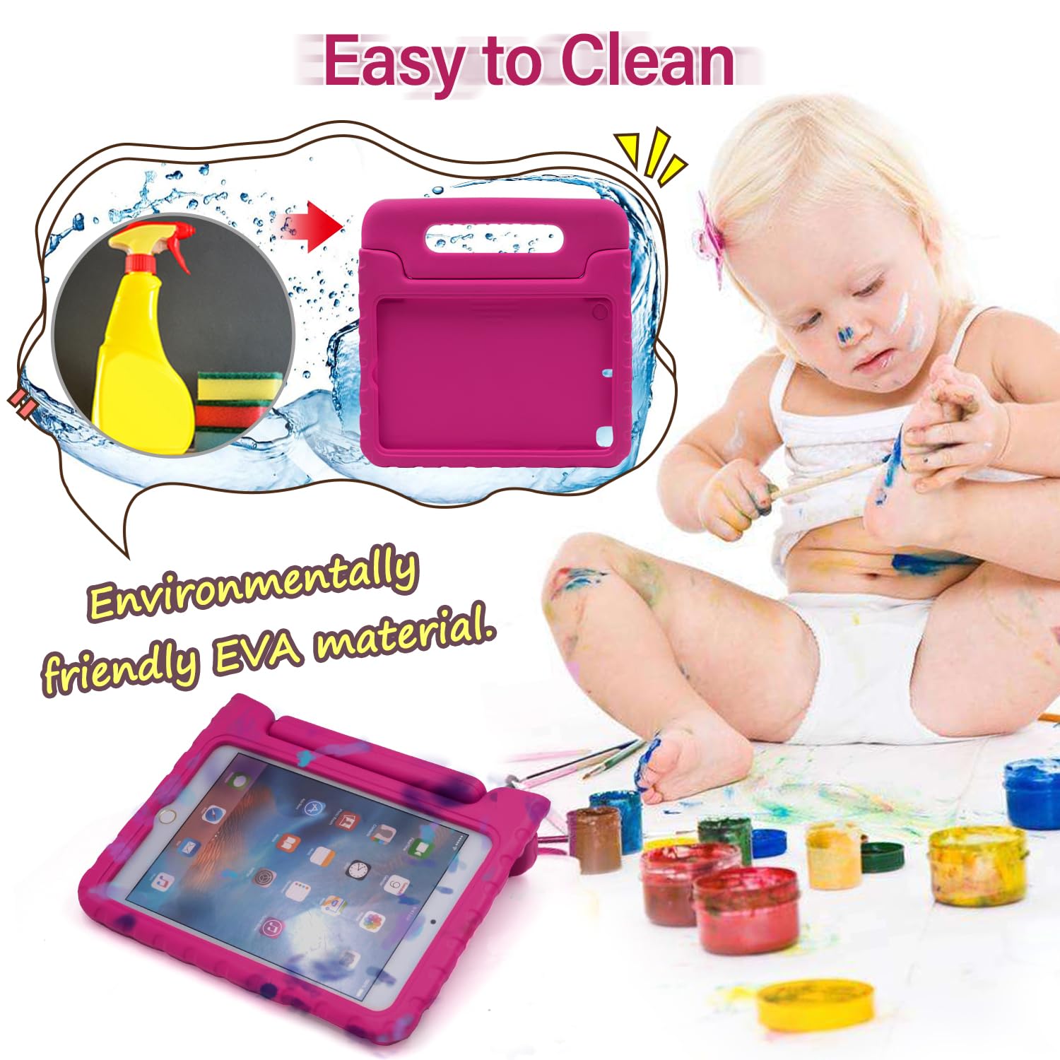 Lefon Kids Case Shockproof For Ipad Mini 5/4/3/2/1, Ipad Mini 4Th Generation Case For Kids, Convertible Handle Light Weight Supe