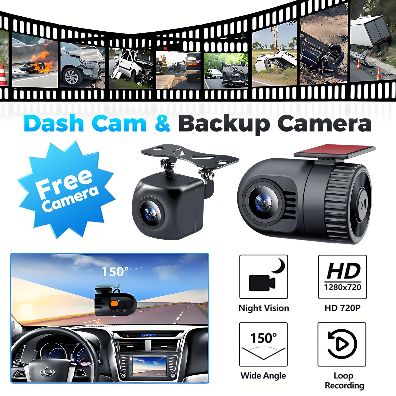 Sjoybring Upgrade Wireless Double Din Car Stereo With Apple Carplay, Android Auto, Dash Cam, Bluetooth, 4 Channel Rca, 2 Subwoof